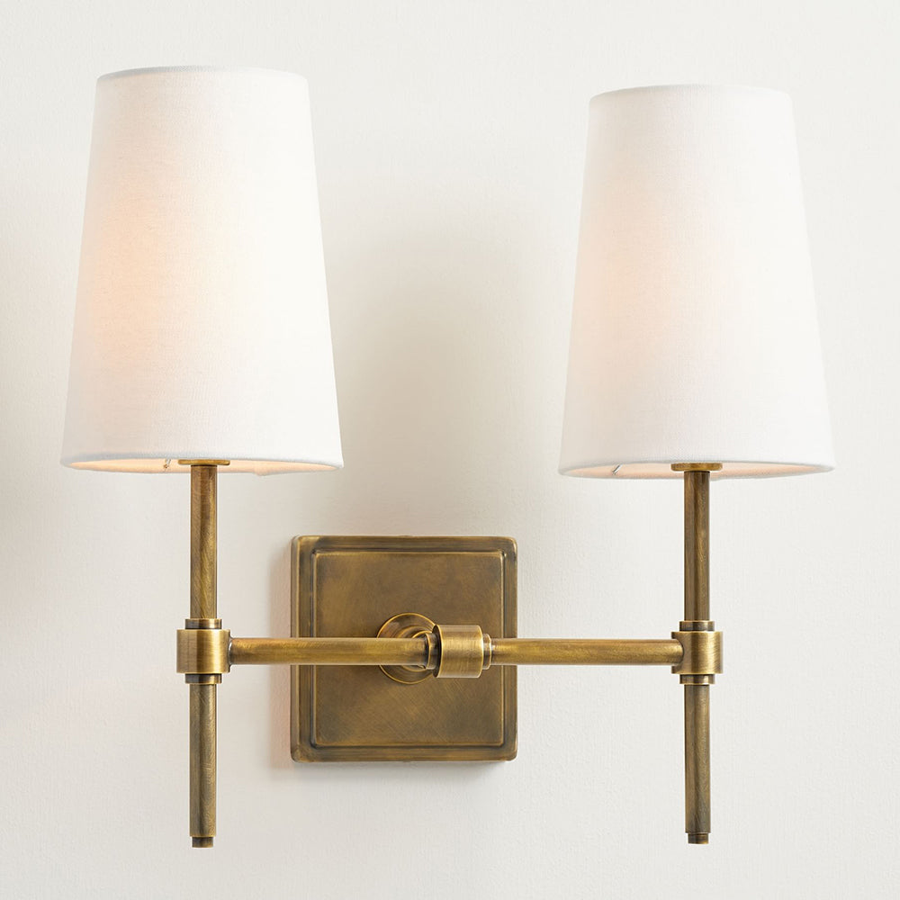 Vicarara Vintage Industrial Brass Fabric Wall Lamp-Neutral Decor