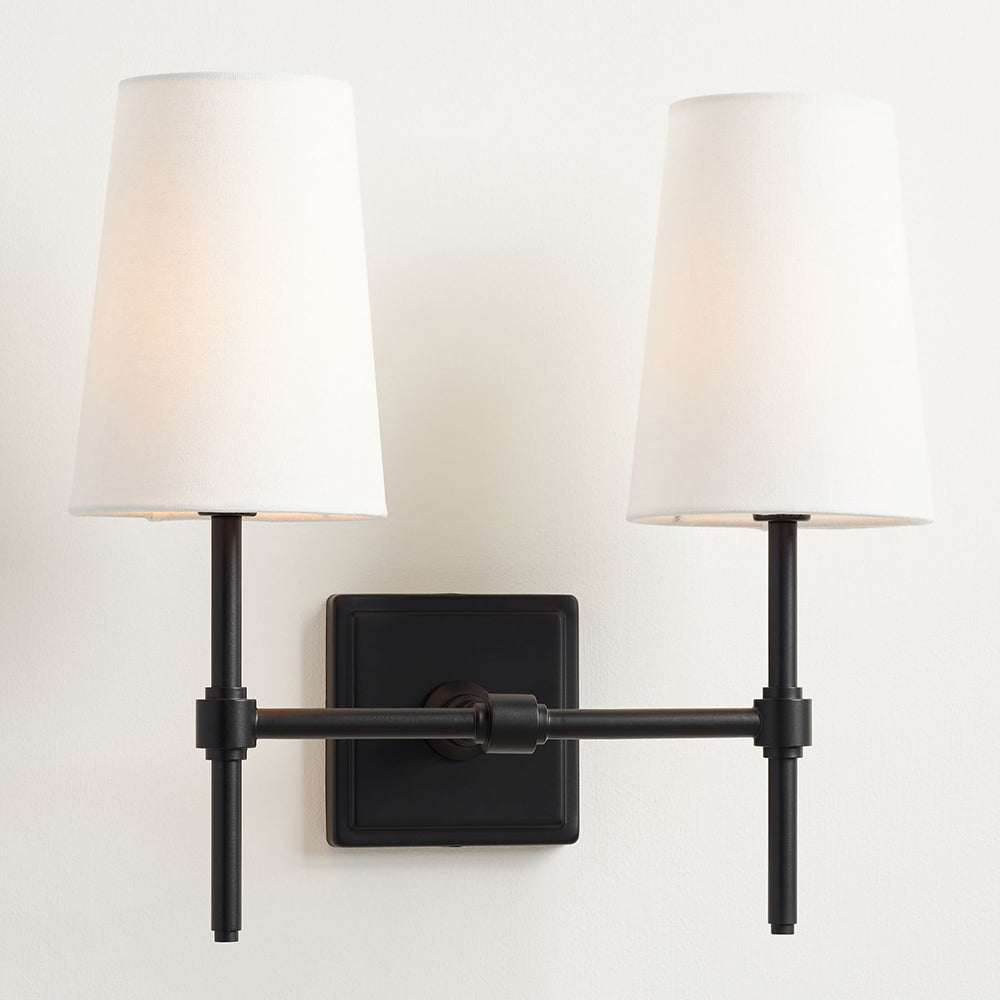 Vicarara Vintage Industrial Brass Fabric Wall Lamp-Neutral Decor