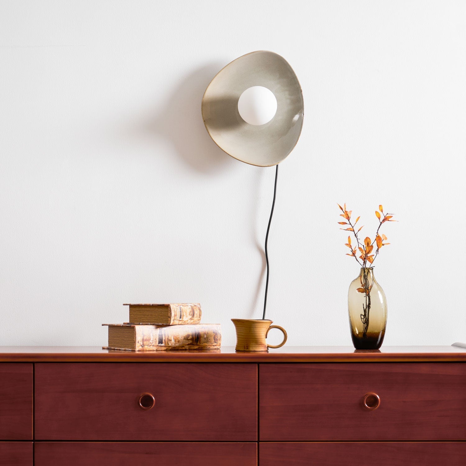 Dara Pebble Disc Plug-in Ceramics Glass Wall Light-Neutral Decor