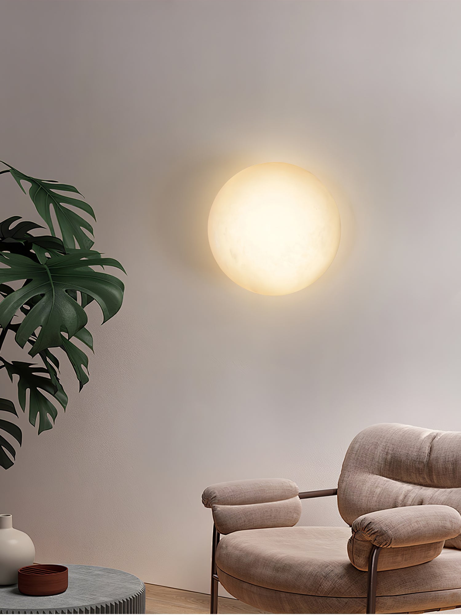 Eurthais Minimalist Alabaster Wall Light-Neutral Decor
