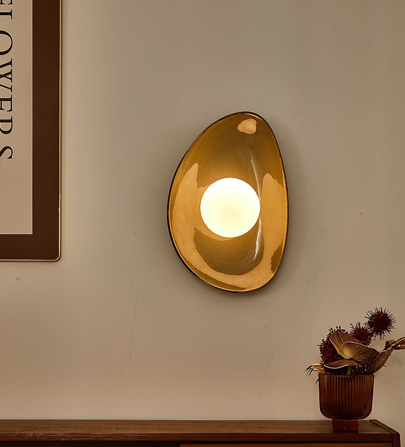 Ertalila Elegance Pebble Disc Ceramics Wall Light-Neutral Decor