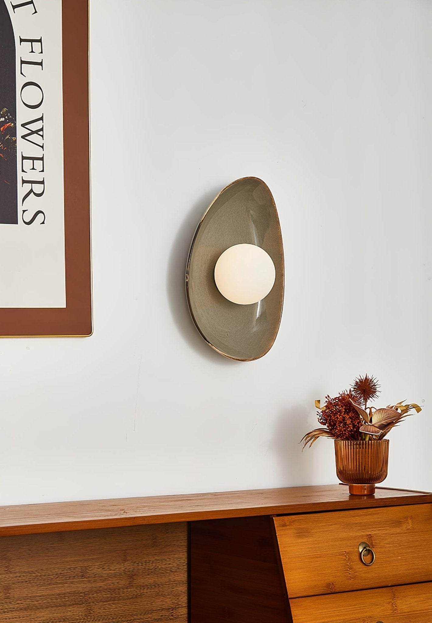 Ertalila Elegance Pebble Disc Ceramics Wall Light-Neutral Decor