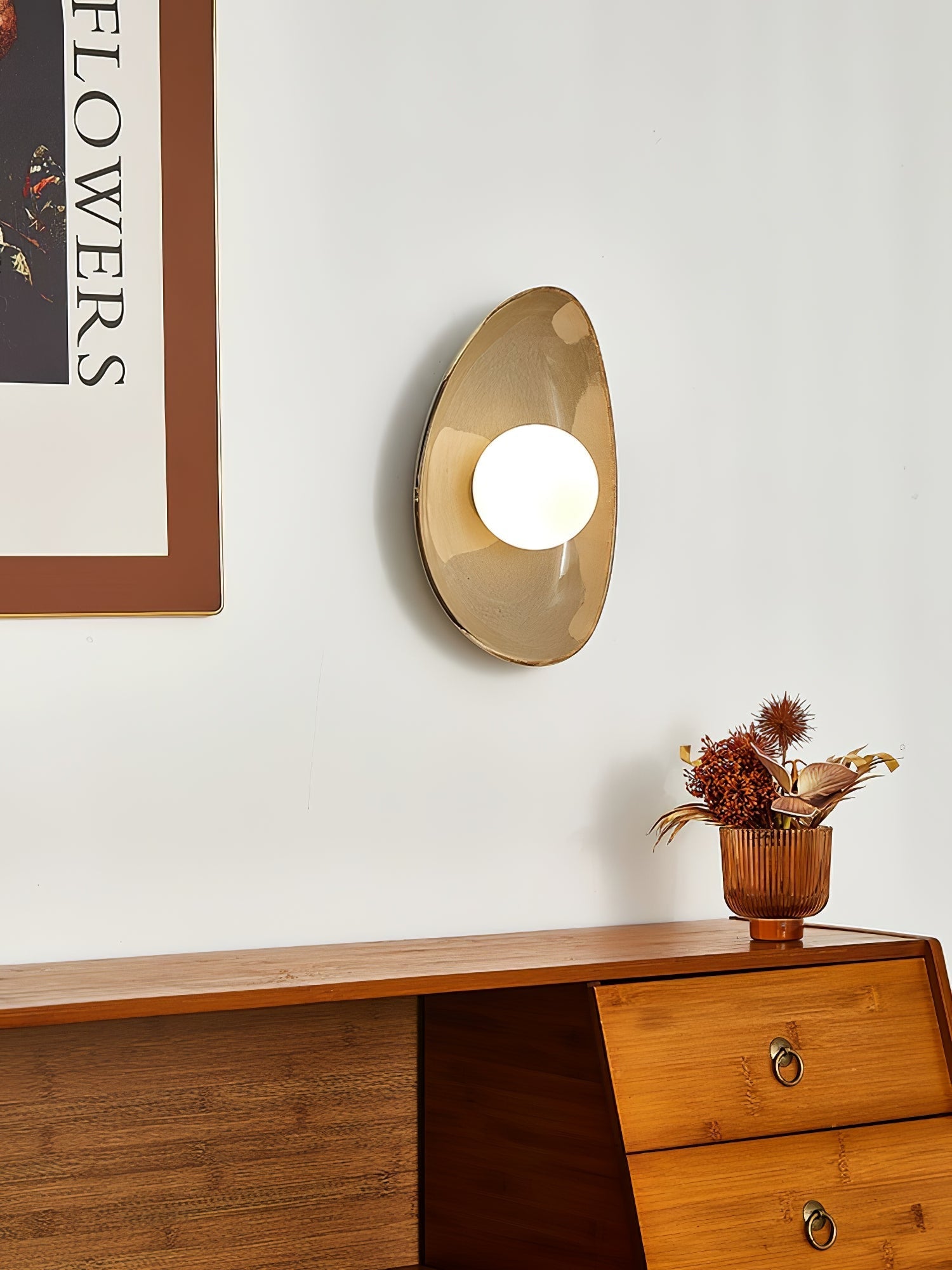 Ertalila Elegance Pebble Disc Ceramics Wall Light-Neutral Decor