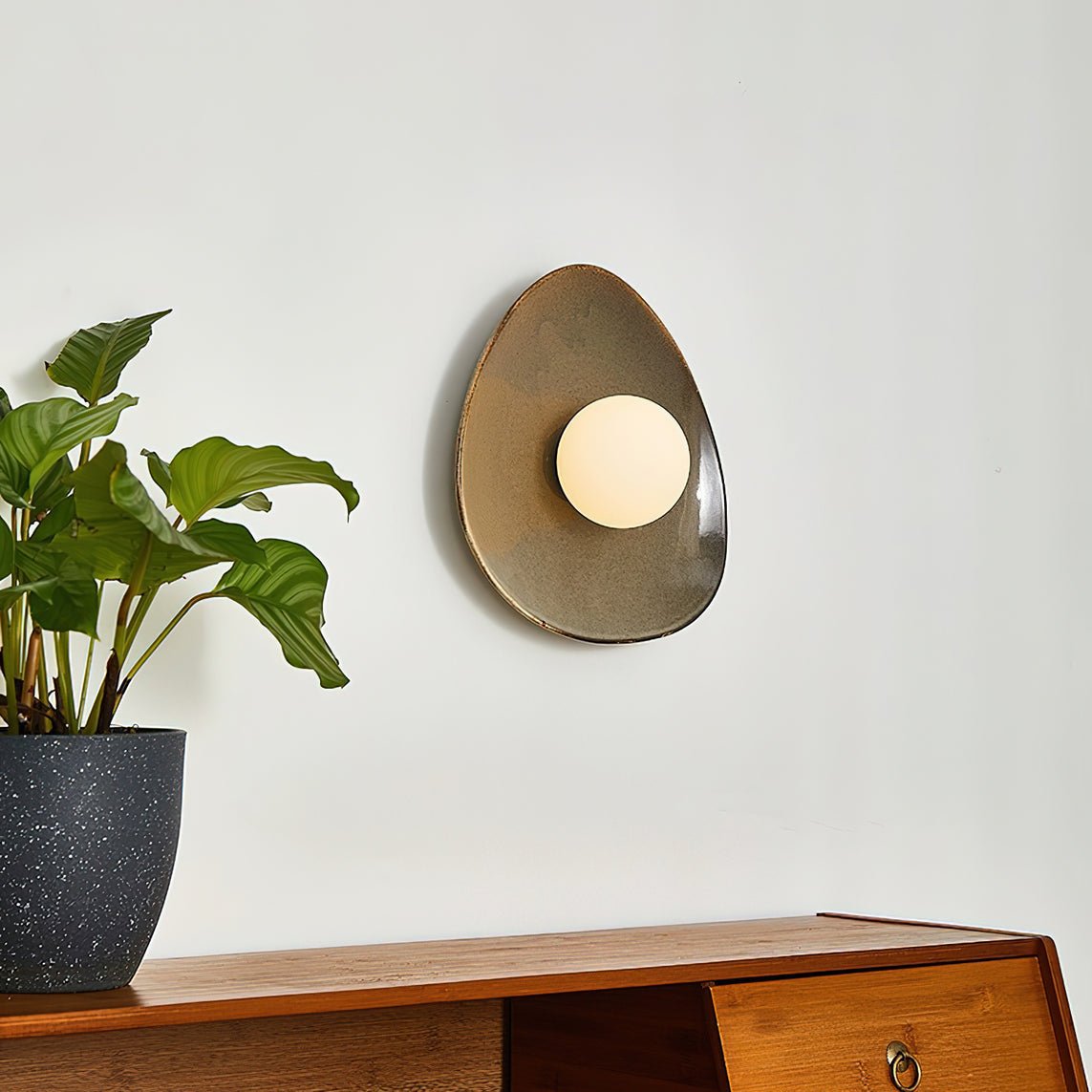 Ertalila Elegance Pebble Disc Ceramics Wall Light-Neutral Decor