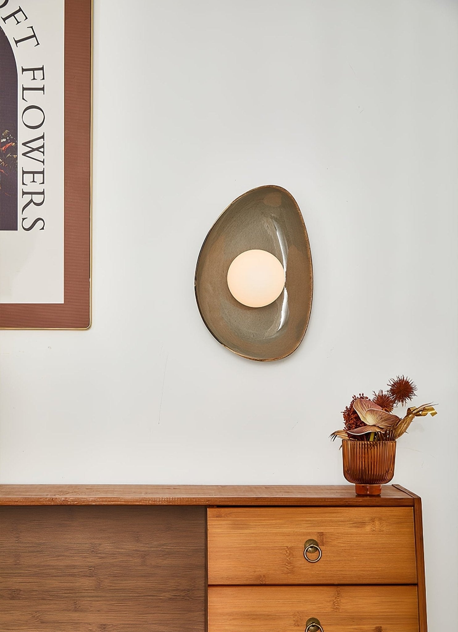 Ertalila Elegance Pebble Disc Ceramics Wall Light-Neutral Decor