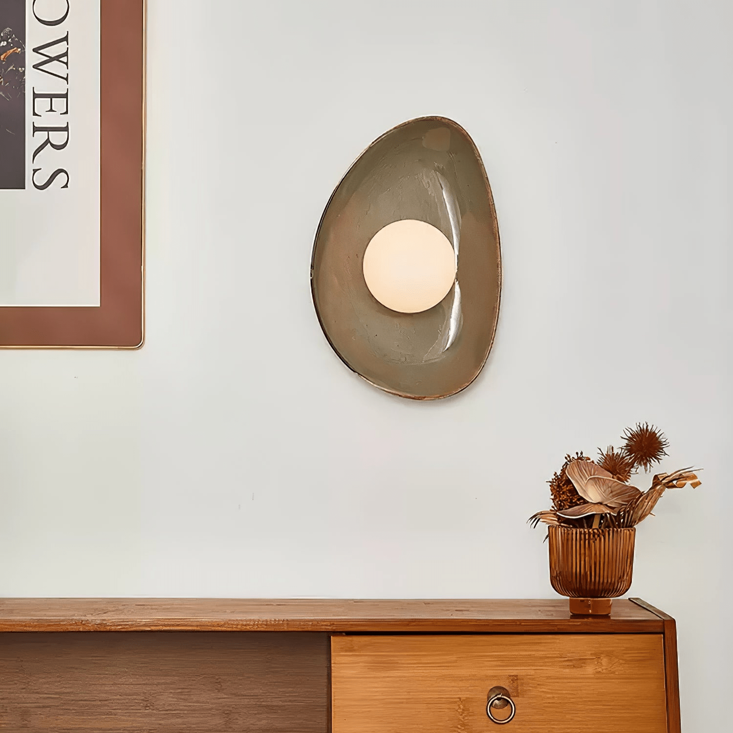 Ertalila Elegance Pebble Disc Ceramics Wall Light-Neutral Decor