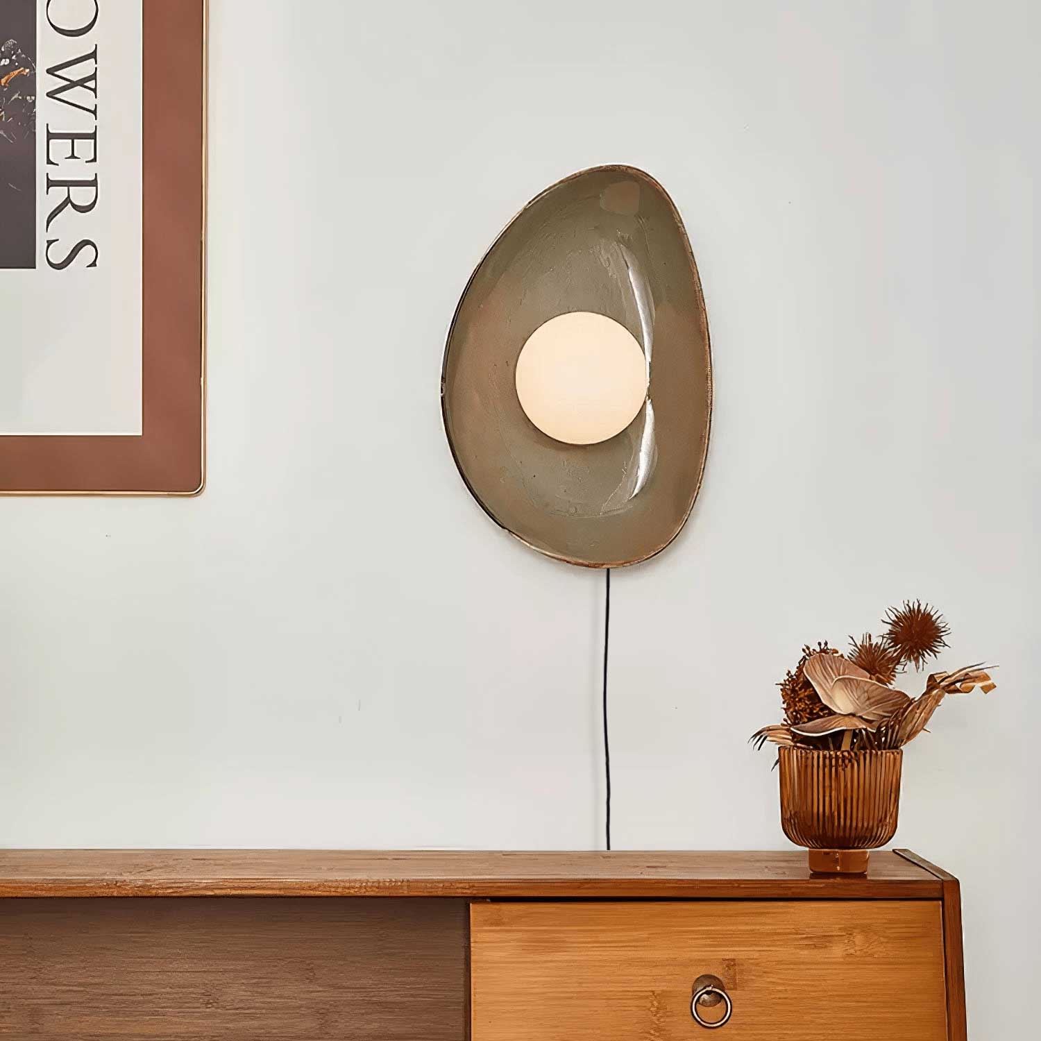 Dara Pebble Disc Plug-in Ceramics Glass Wall Light-Neutral Decor