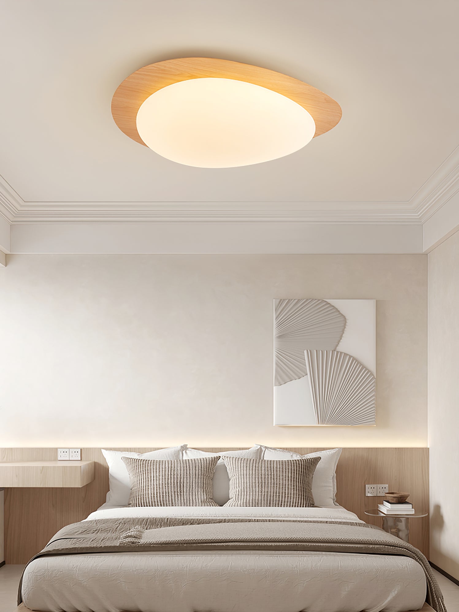 Solara Ceiling Light Pebble Walnut Acrylic LED-Neutral Decor