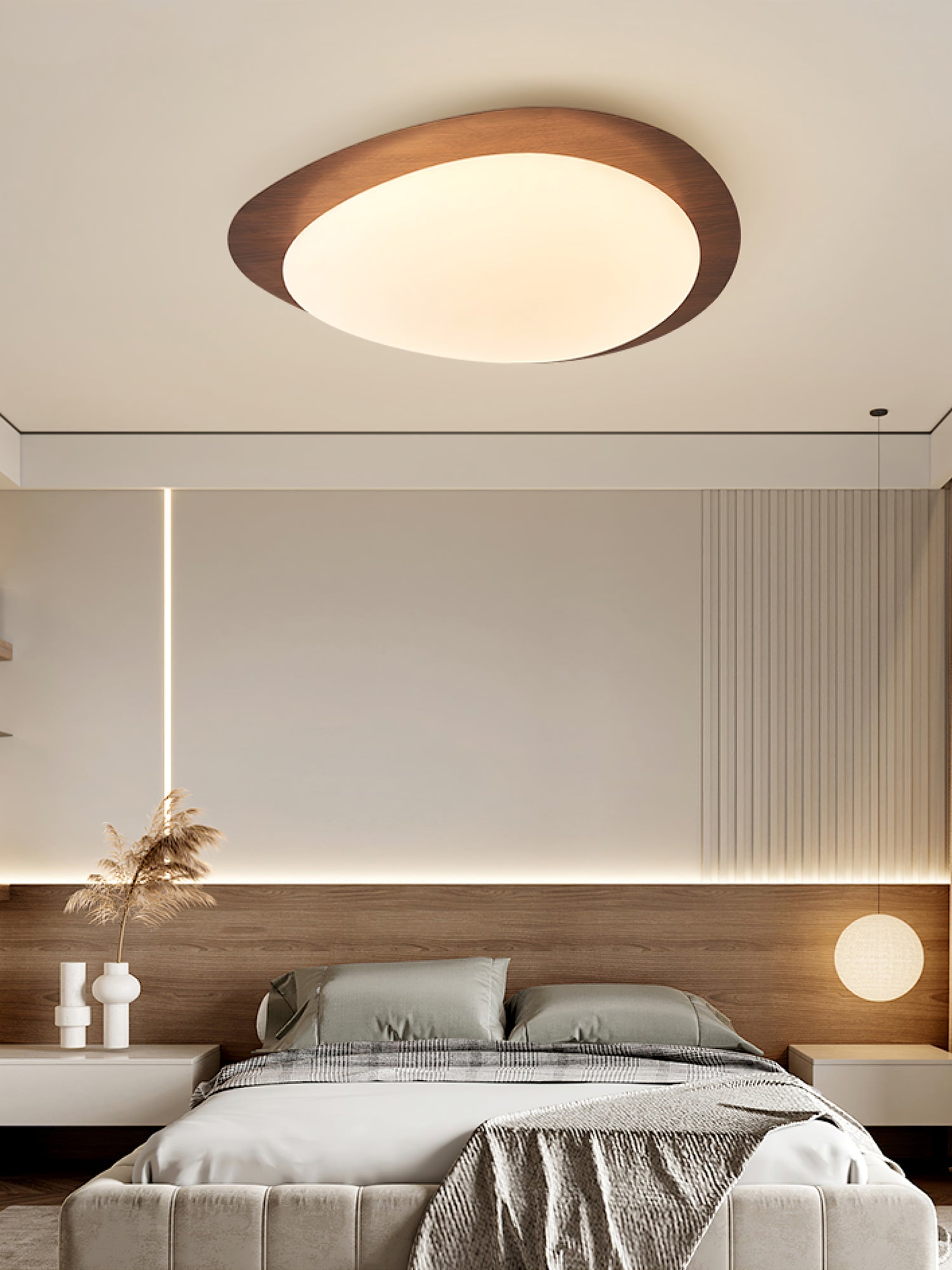 Solara Ceiling Light Pebble Walnut Acrylic LED-Neutral Decor