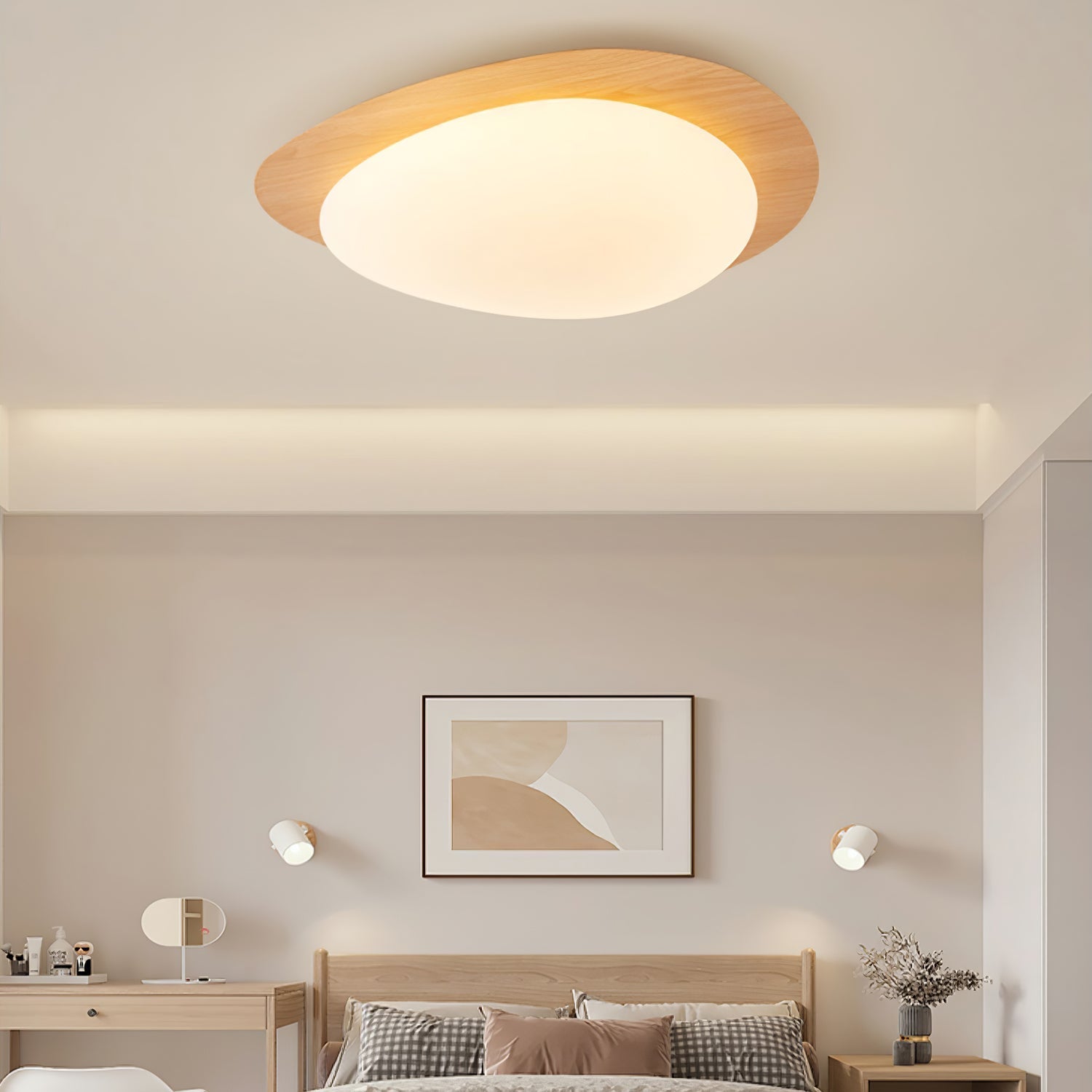 Solara Ceiling Light Pebble Walnut Acrylic LED-Neutral Decor