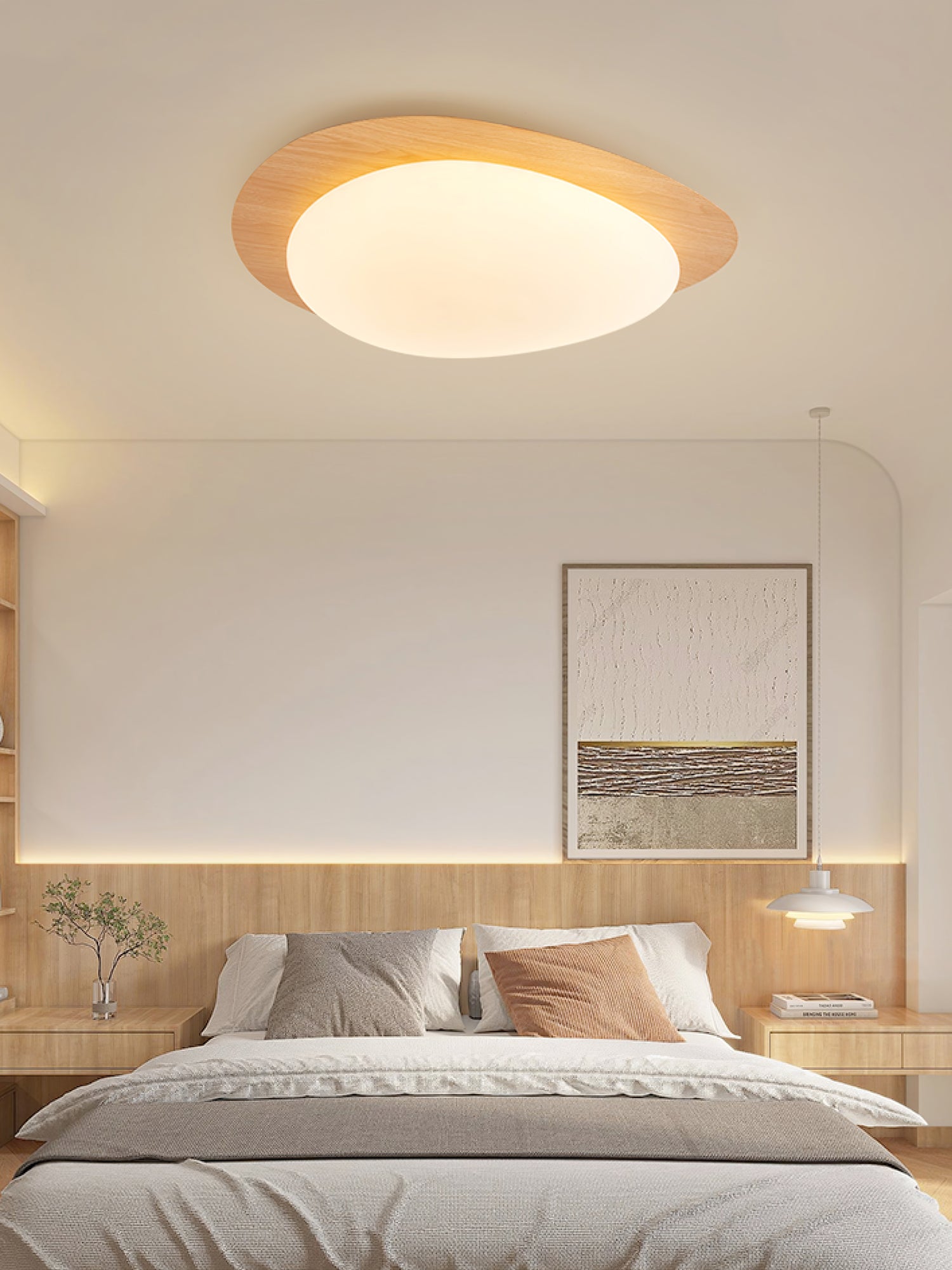 Solara Ceiling Light Pebble Walnut Acrylic LED-Neutral Decor