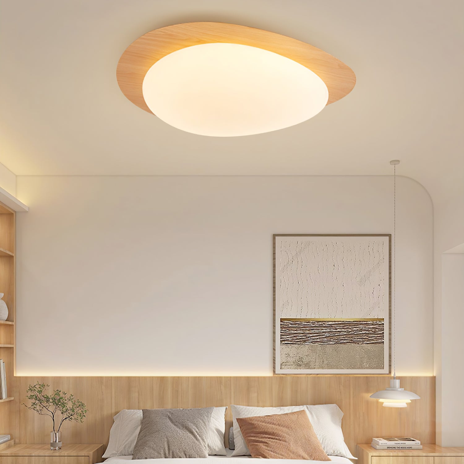 Solara Ceiling Light Pebble Walnut Acrylic LED-Neutral Decor