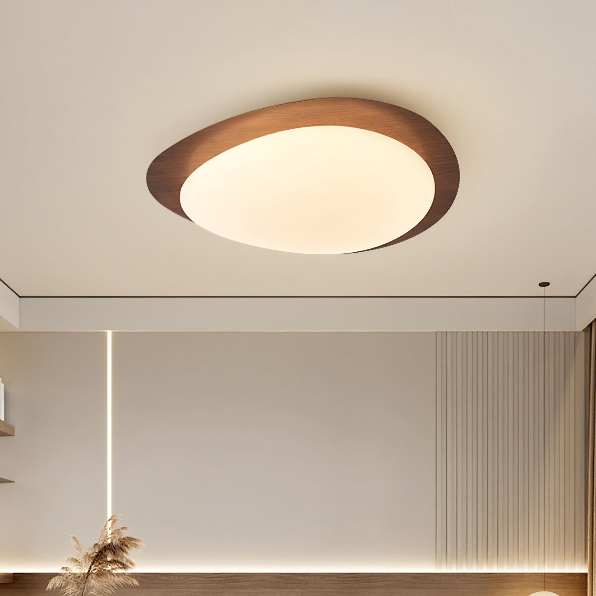 Solara Ceiling Light Pebble Walnut Acrylic LED-Neutral Decor