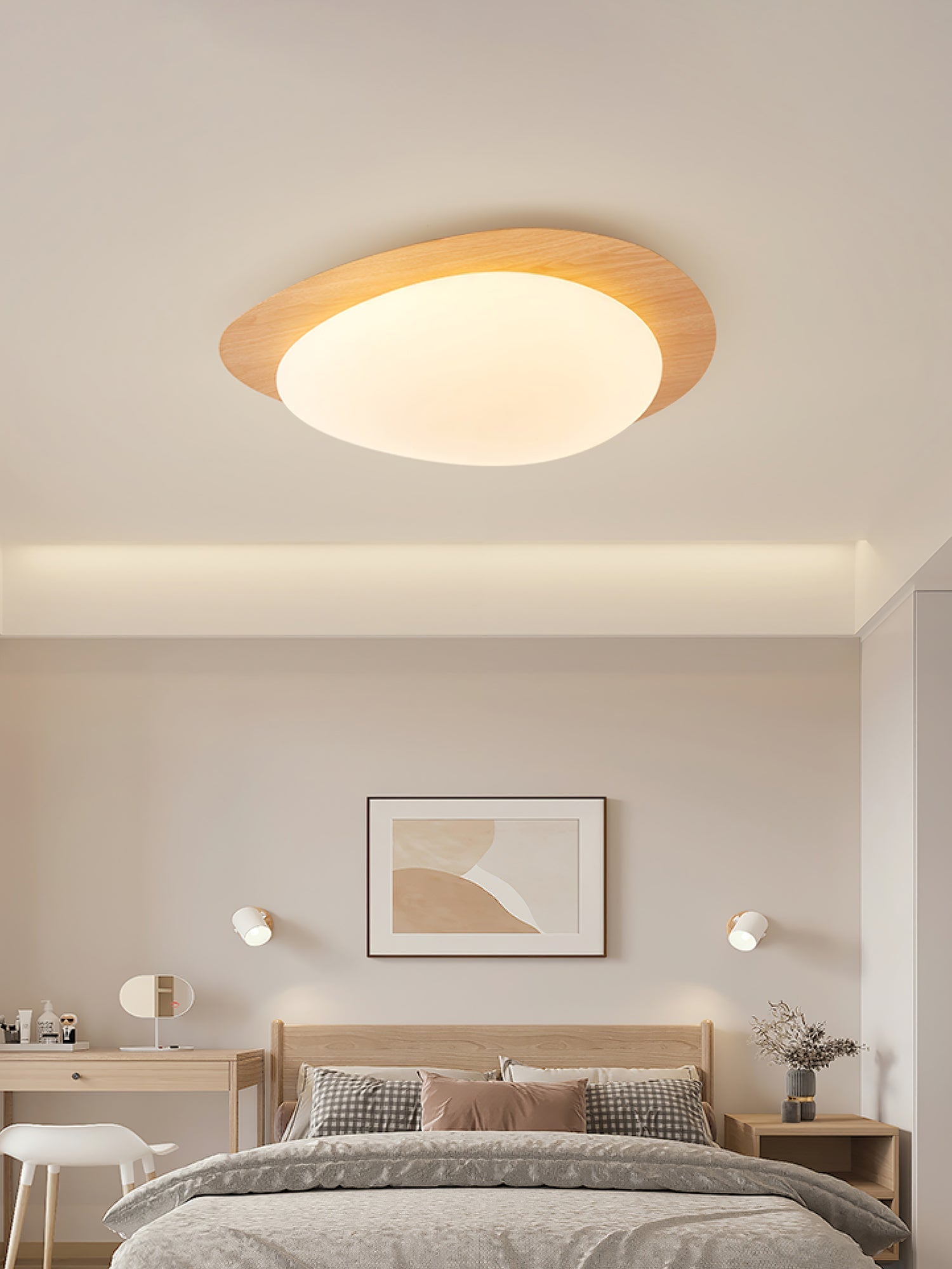 Solara Ceiling Light Pebble Walnut Acrylic LED-Neutral Decor