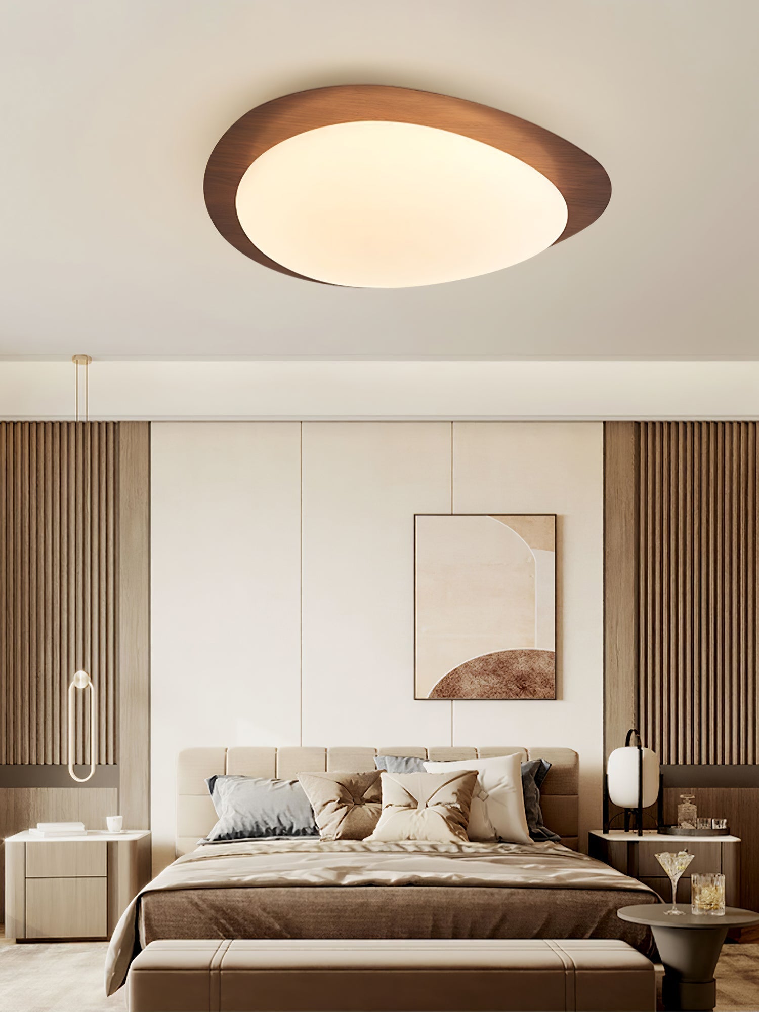 Solara Ceiling Light Pebble Walnut Acrylic LED-Neutral Decor