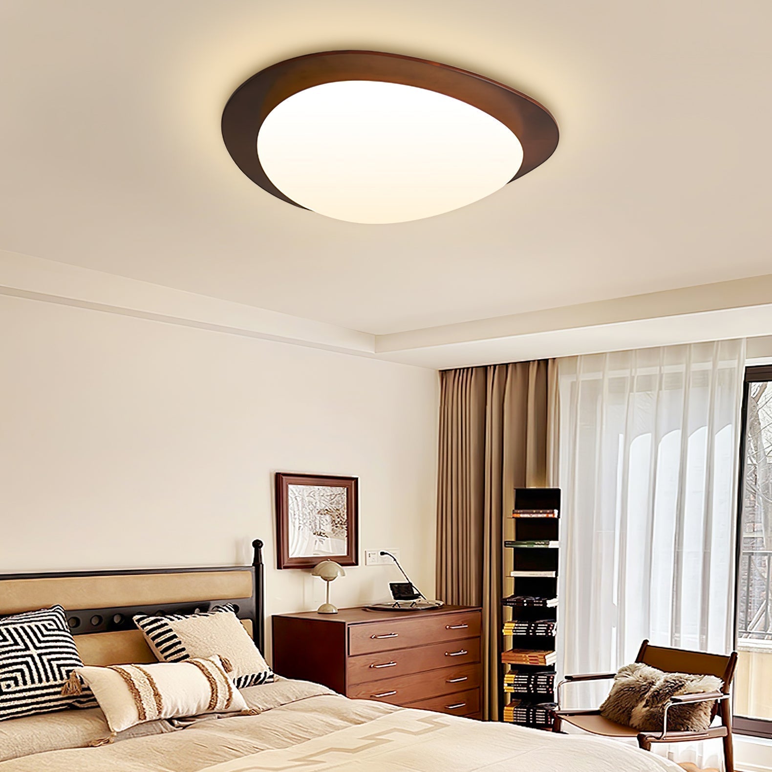 Evory Ceiling Light Wooden Walnut Pebble-Neutral Decor