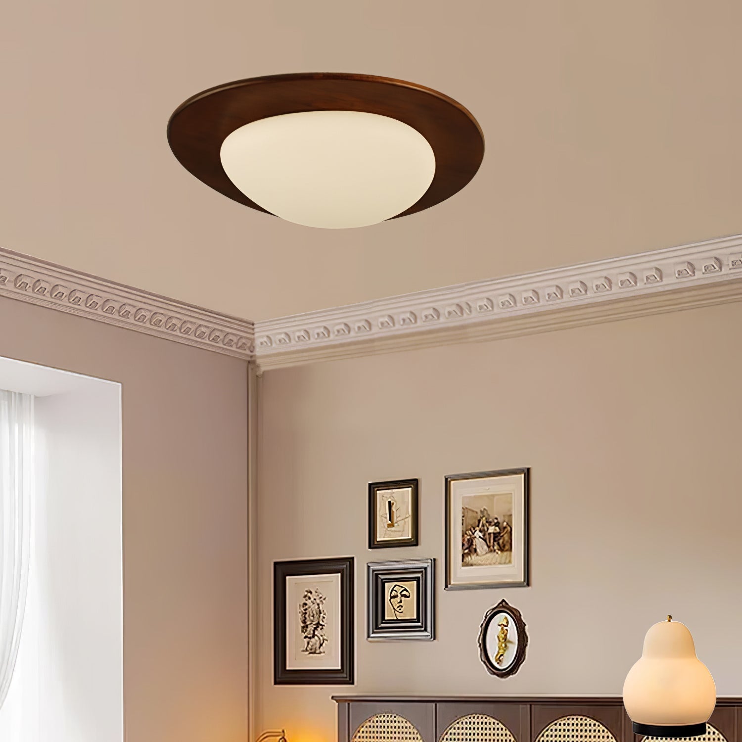 Evory Ceiling Light Wooden Walnut Pebble-Neutral Decor