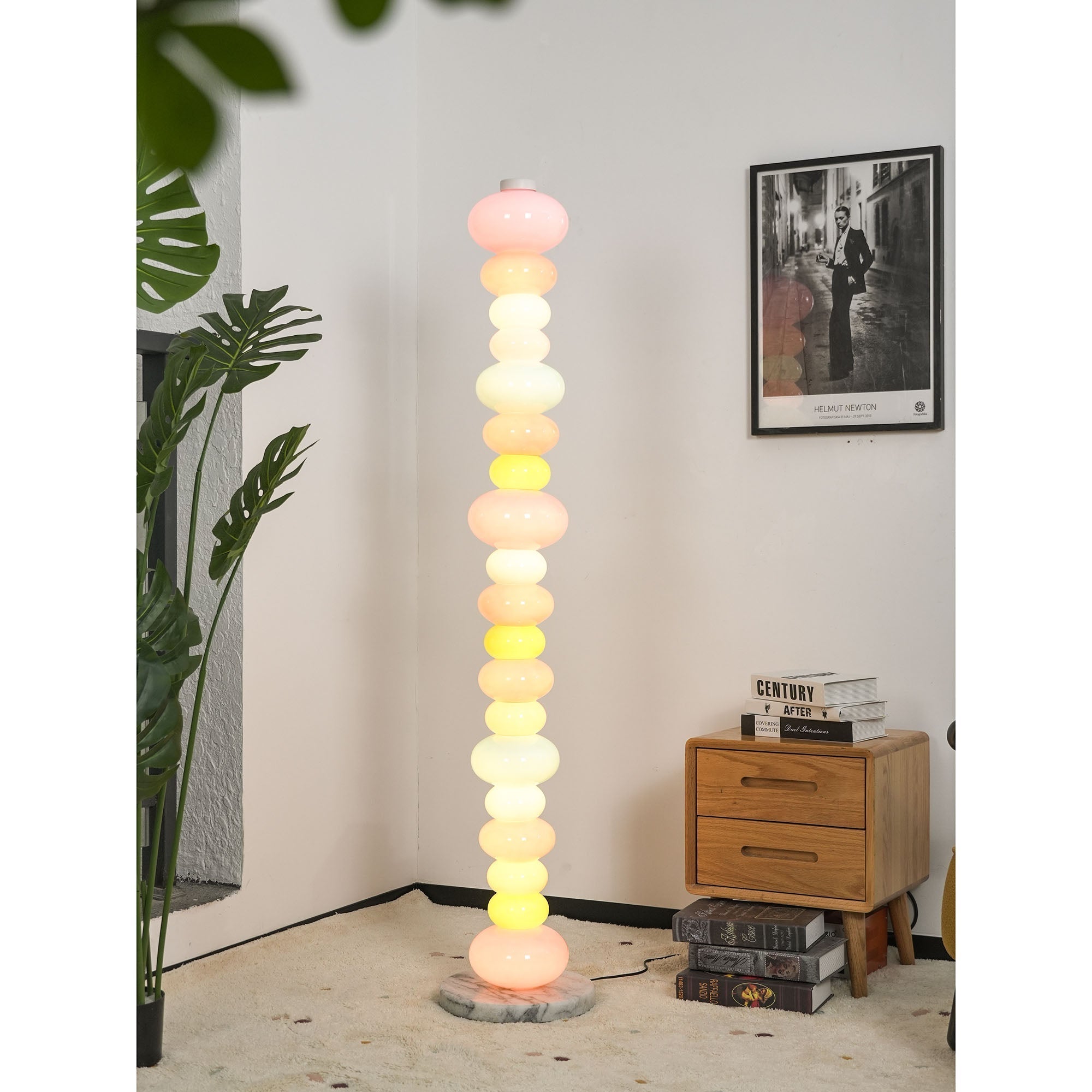 Angled view of the Pink Pebbles Candy Floor Lamp.