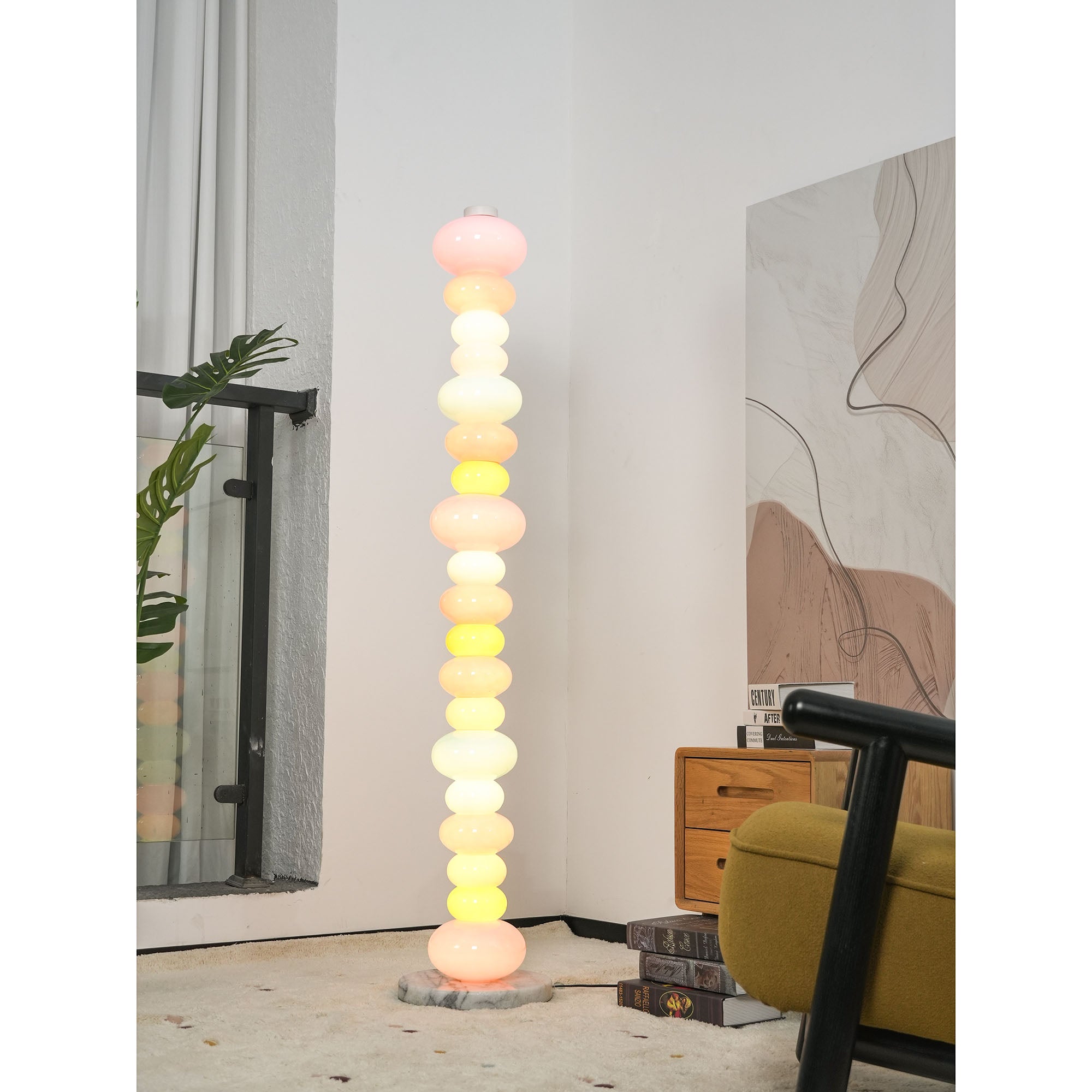 Angled view of the Blue Pebbles Candy Floor Lamp.