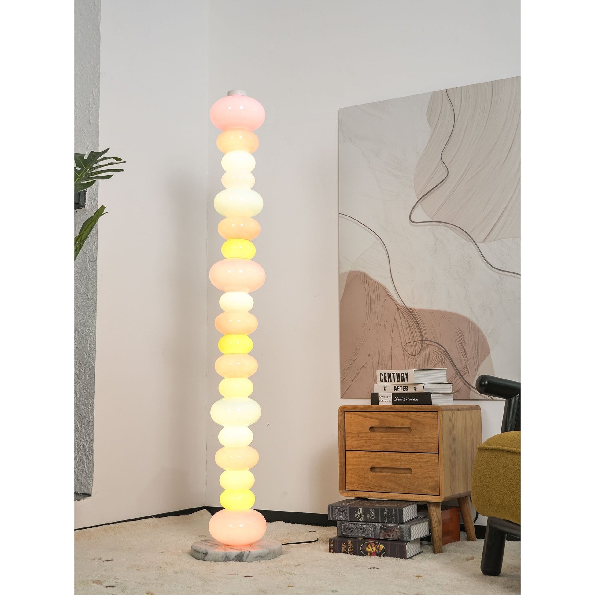 Angled view of the Green Pebbles Candy Floor Lamp.