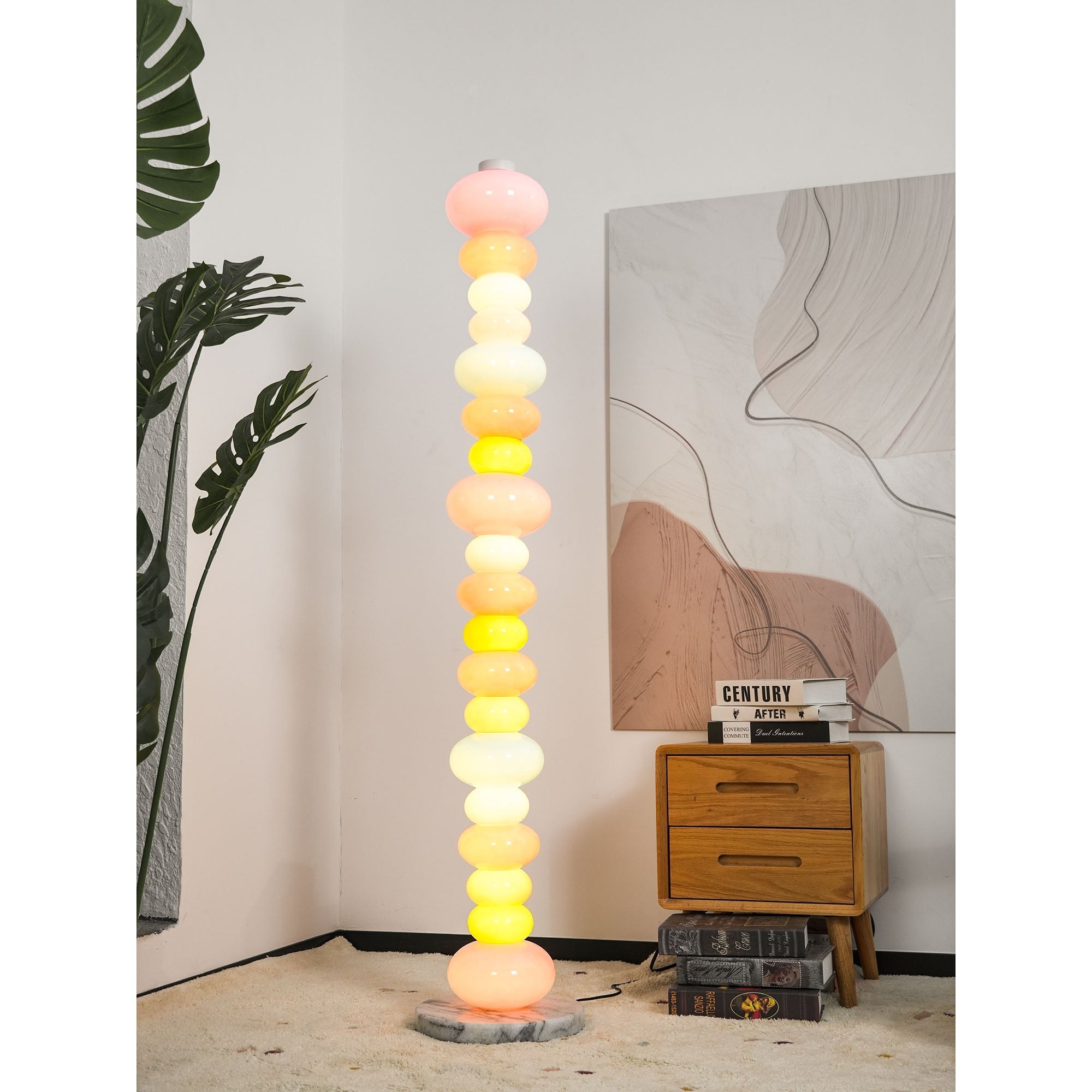 Angled view of the Yellow Pebbles Candy Floor Lamp.