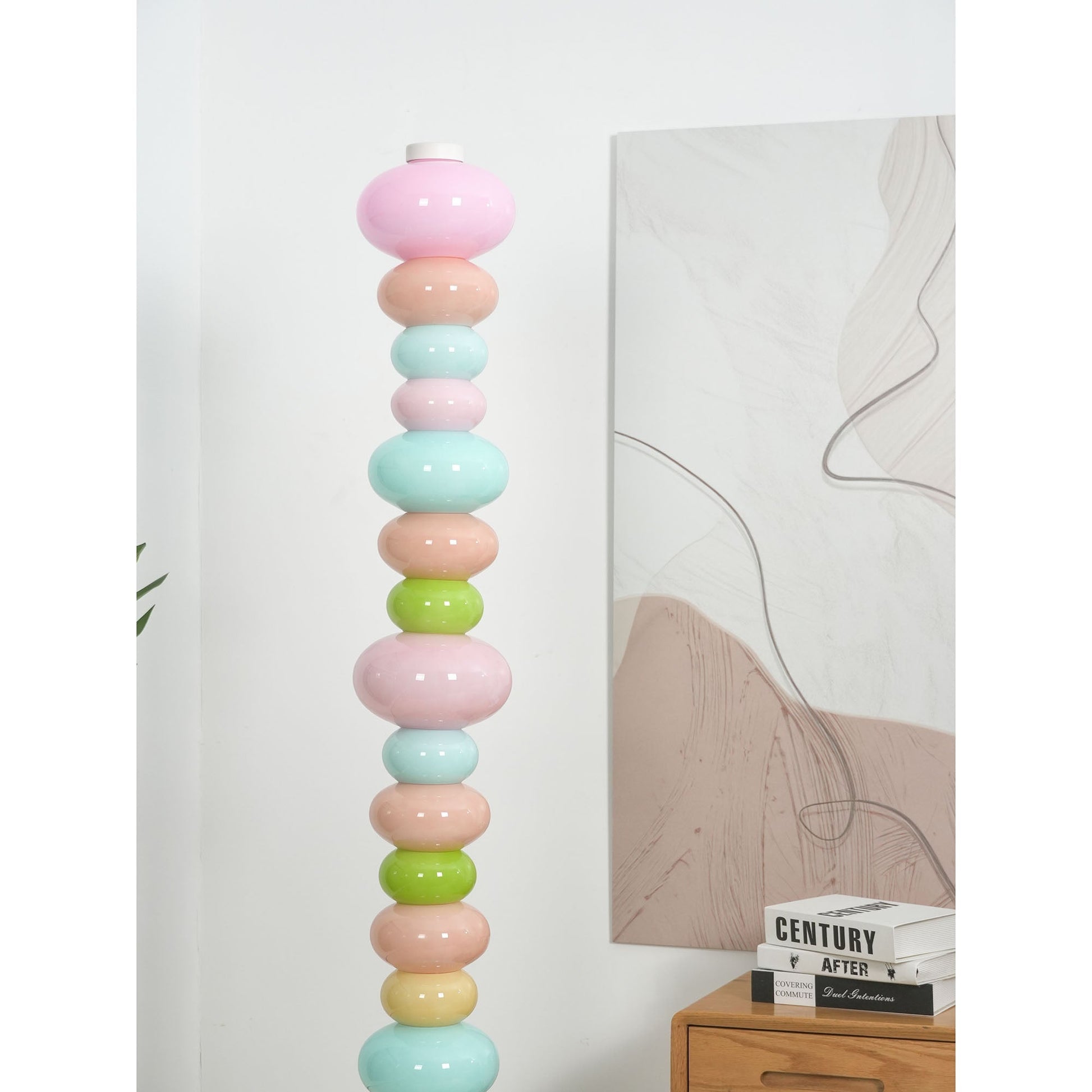 Angled view of the White Pebbles Candy Floor Lamp.