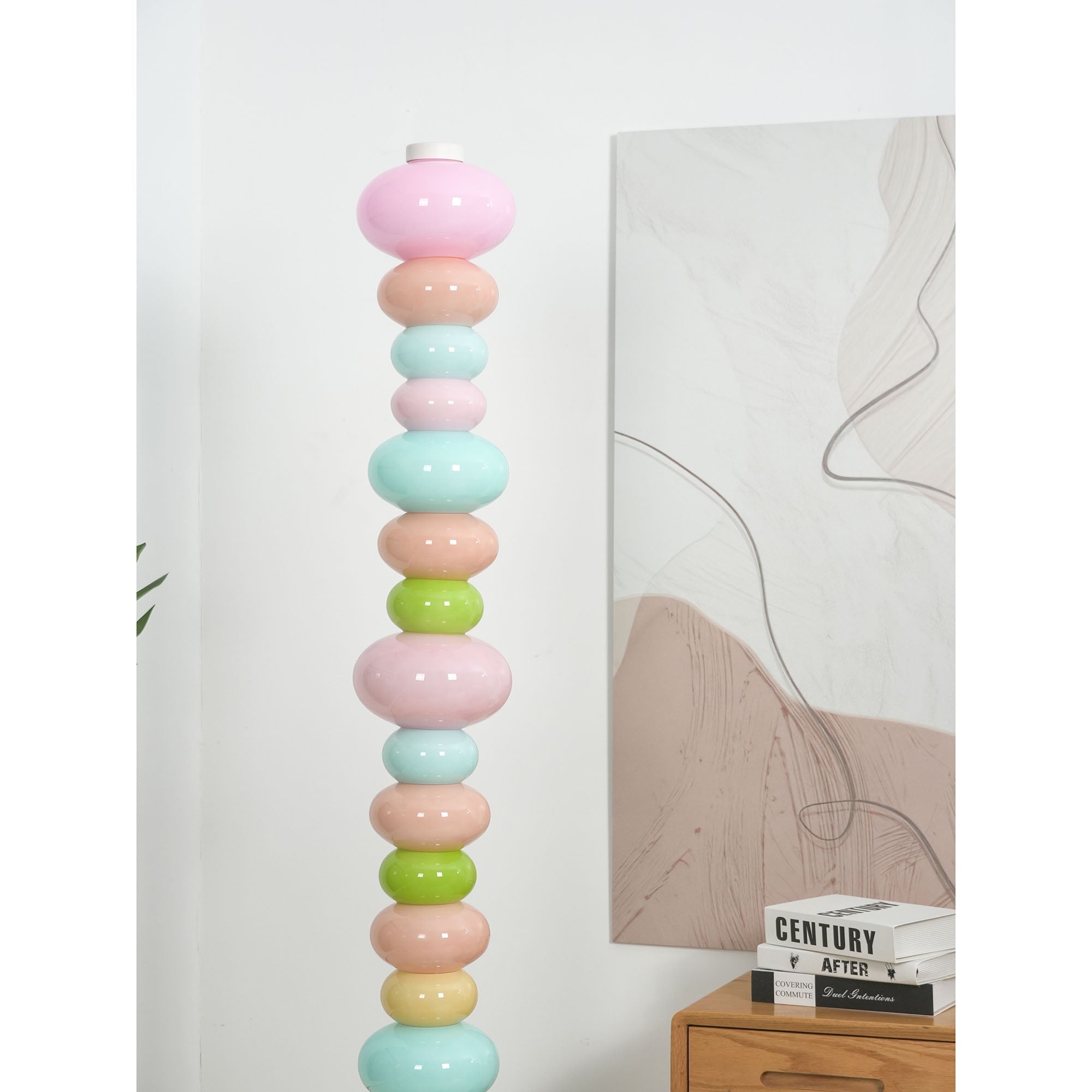 Angled view of the White Pebbles Candy Floor Lamp.