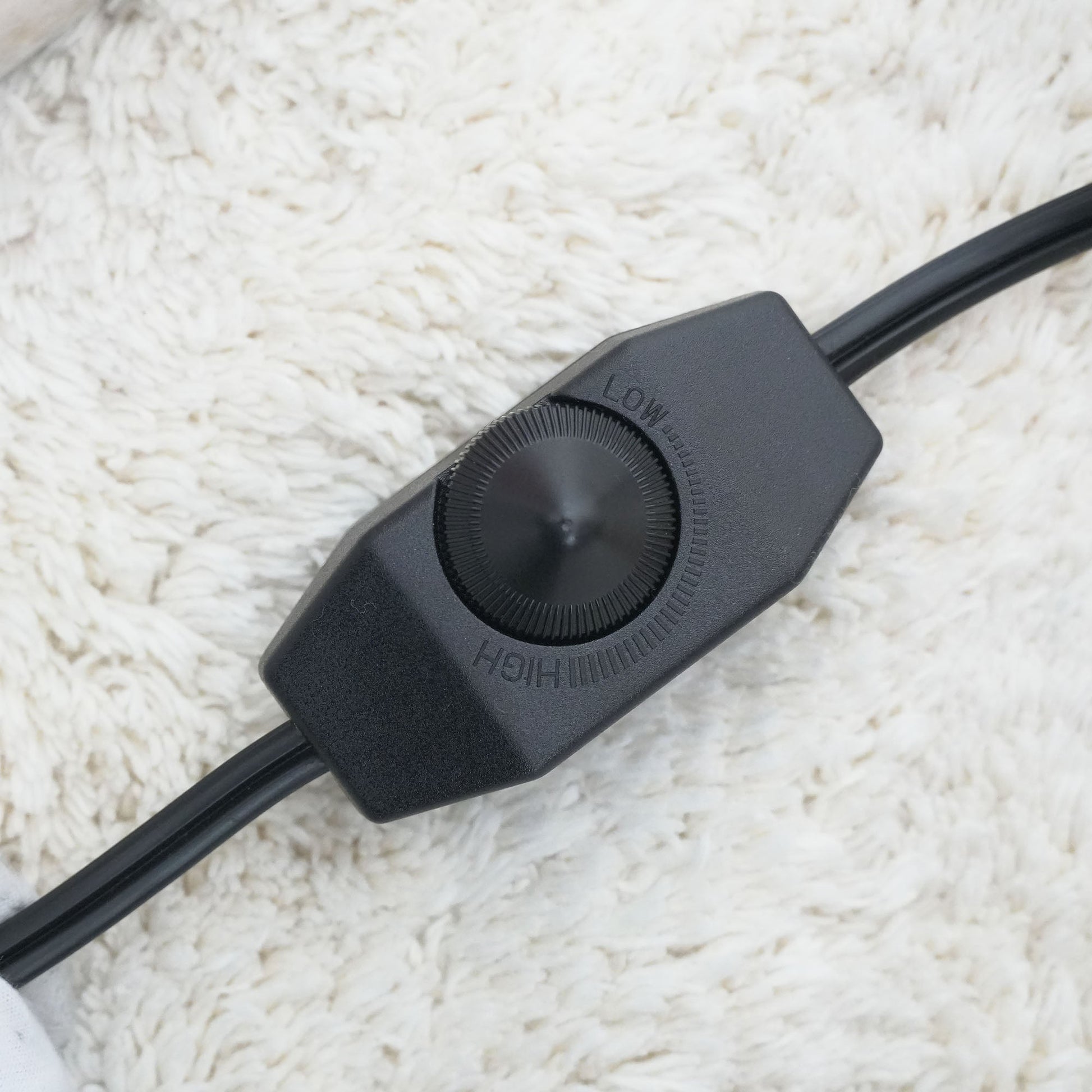 Detail of the lamp's plug and electrical cord.