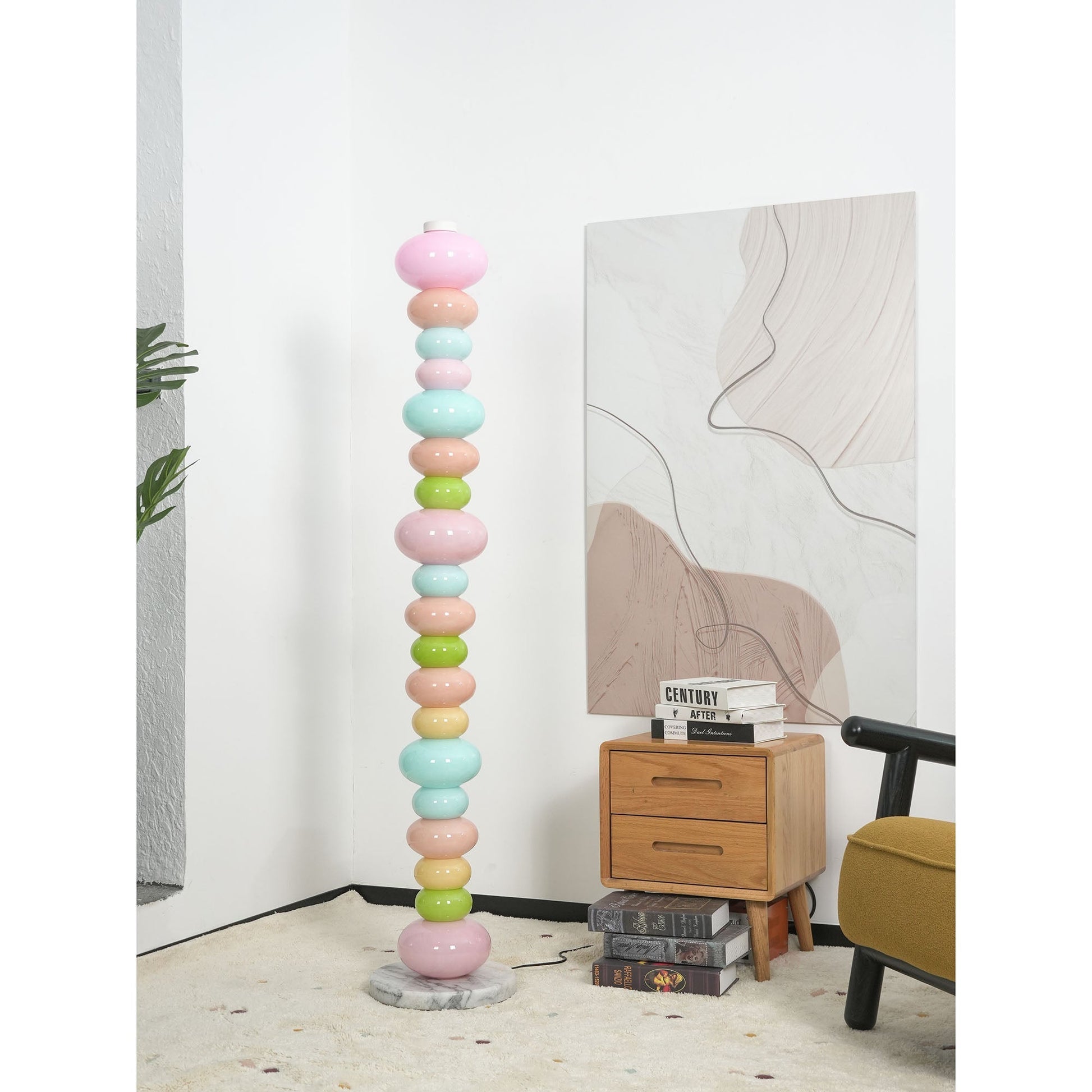 Full-length view of the Pebbles Candy Floor Lamp showcasing its height.