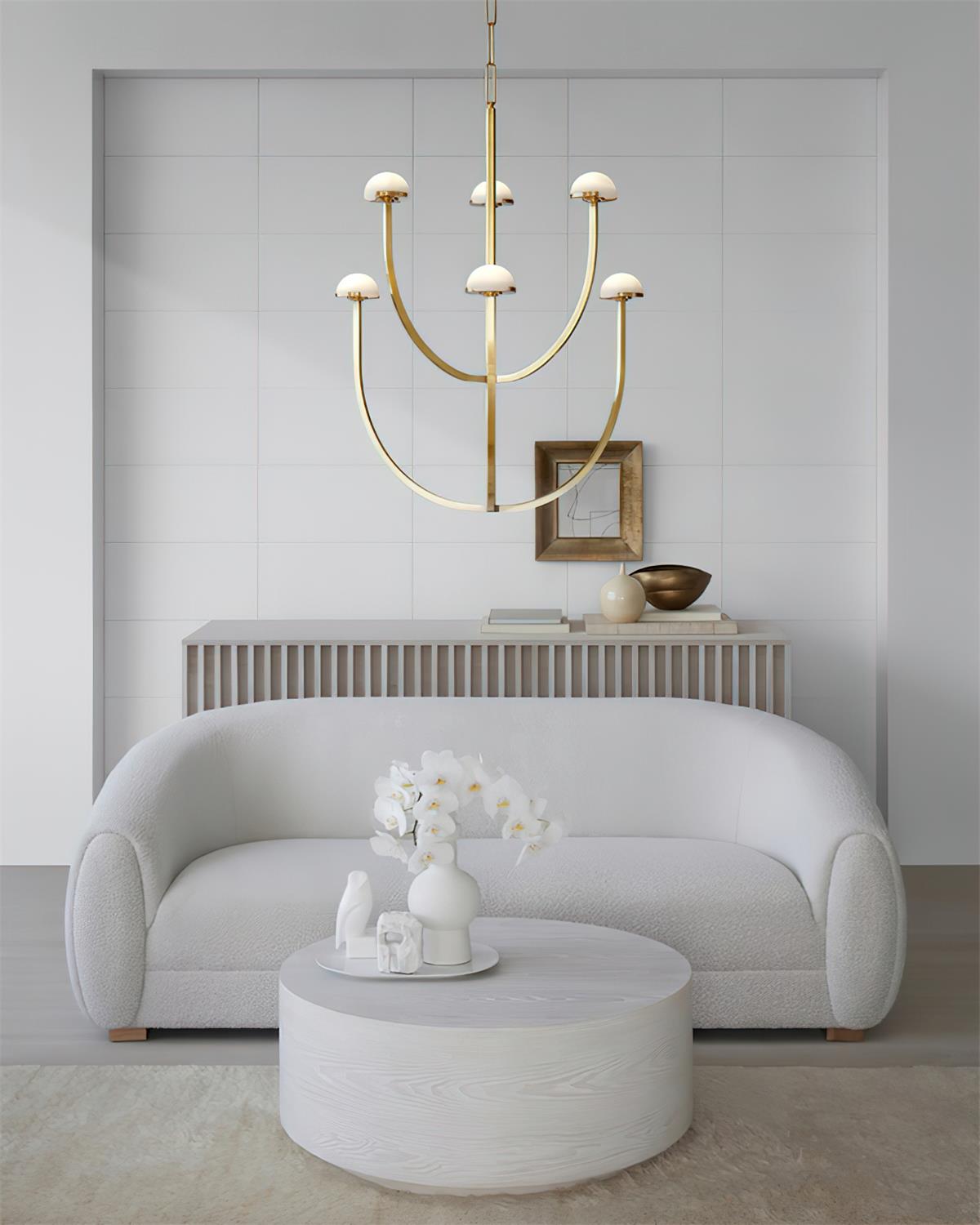 Pedra Chandelier  Alabaster Minimalist Arc Geometry