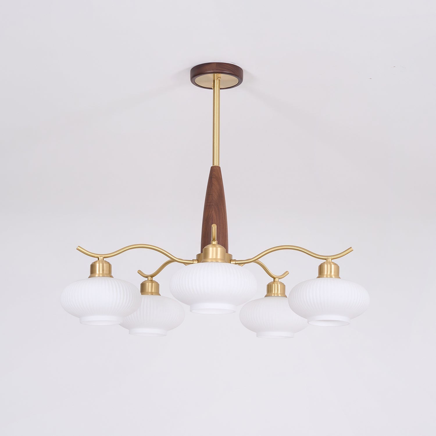 Cavien Brass and Walnut Chandelier