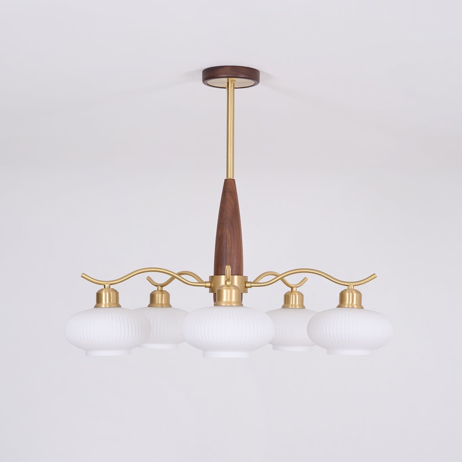 Cavien Brass and Walnut Chandelier