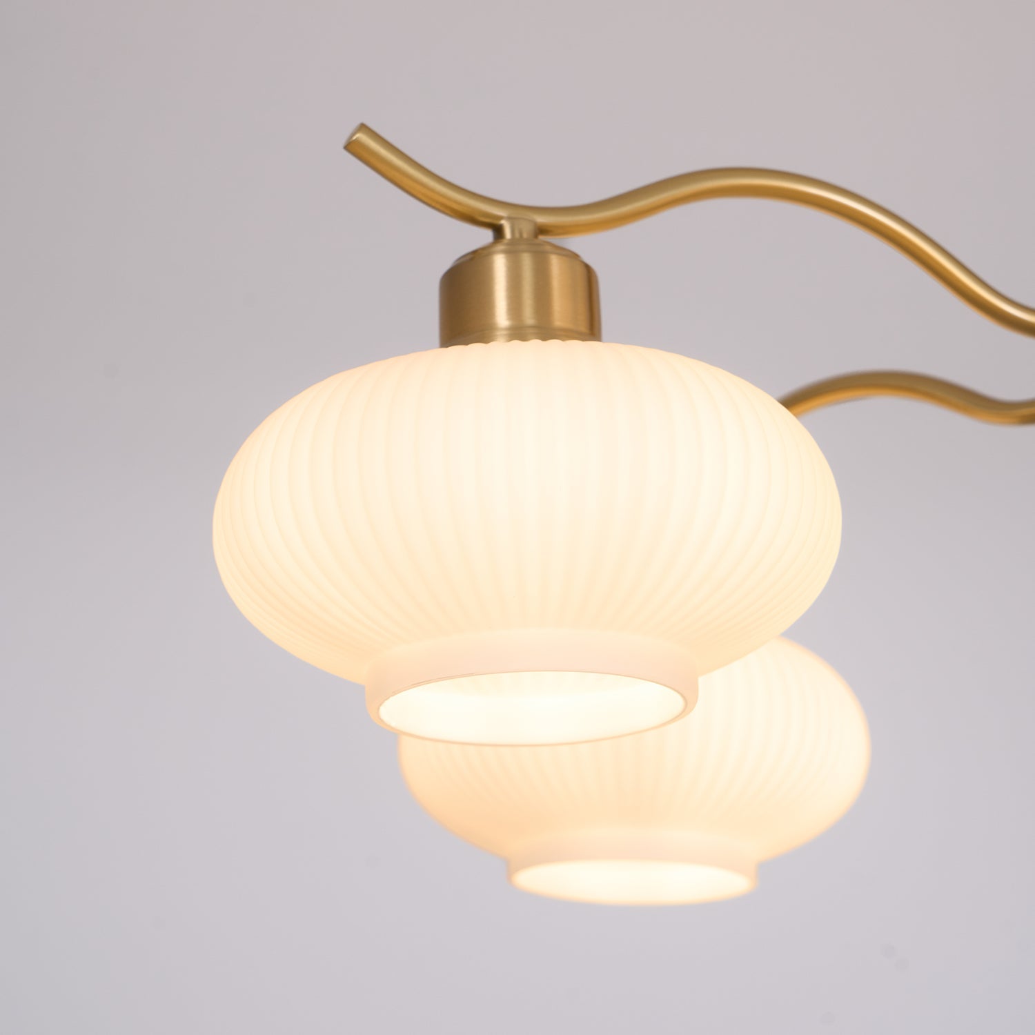 Cavien Brass and Walnut Chandelier