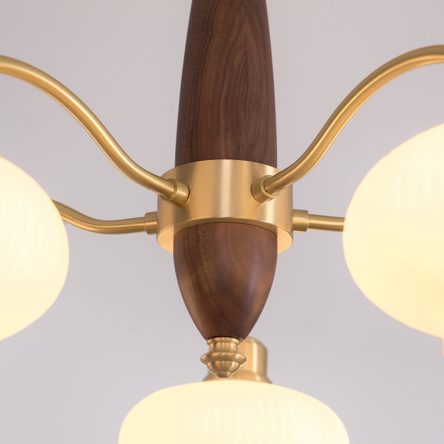 Cavien Brass and Walnut Chandelier
