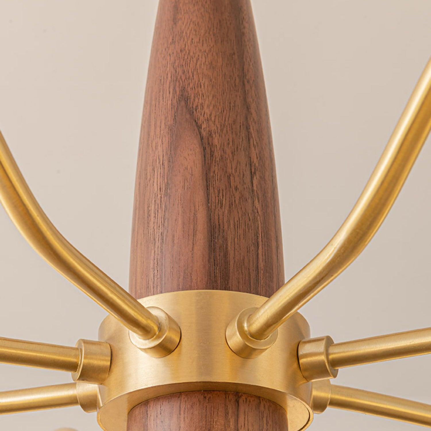 Cavien Brass and Walnut Chandelier