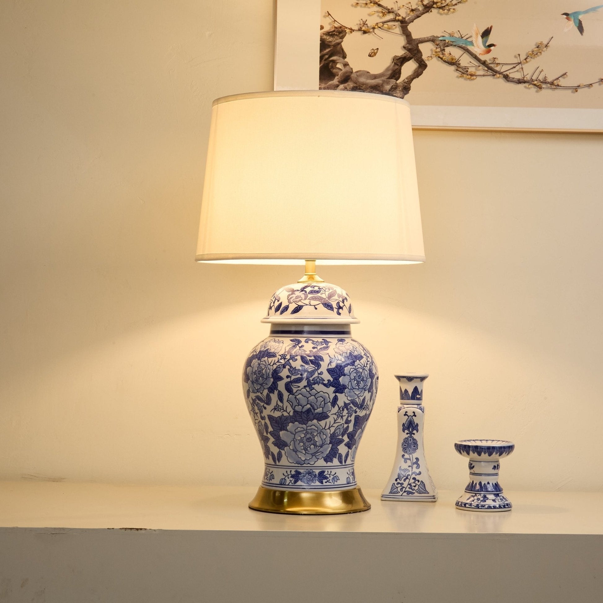Peony Jar Table Lamp-Neutral Decor