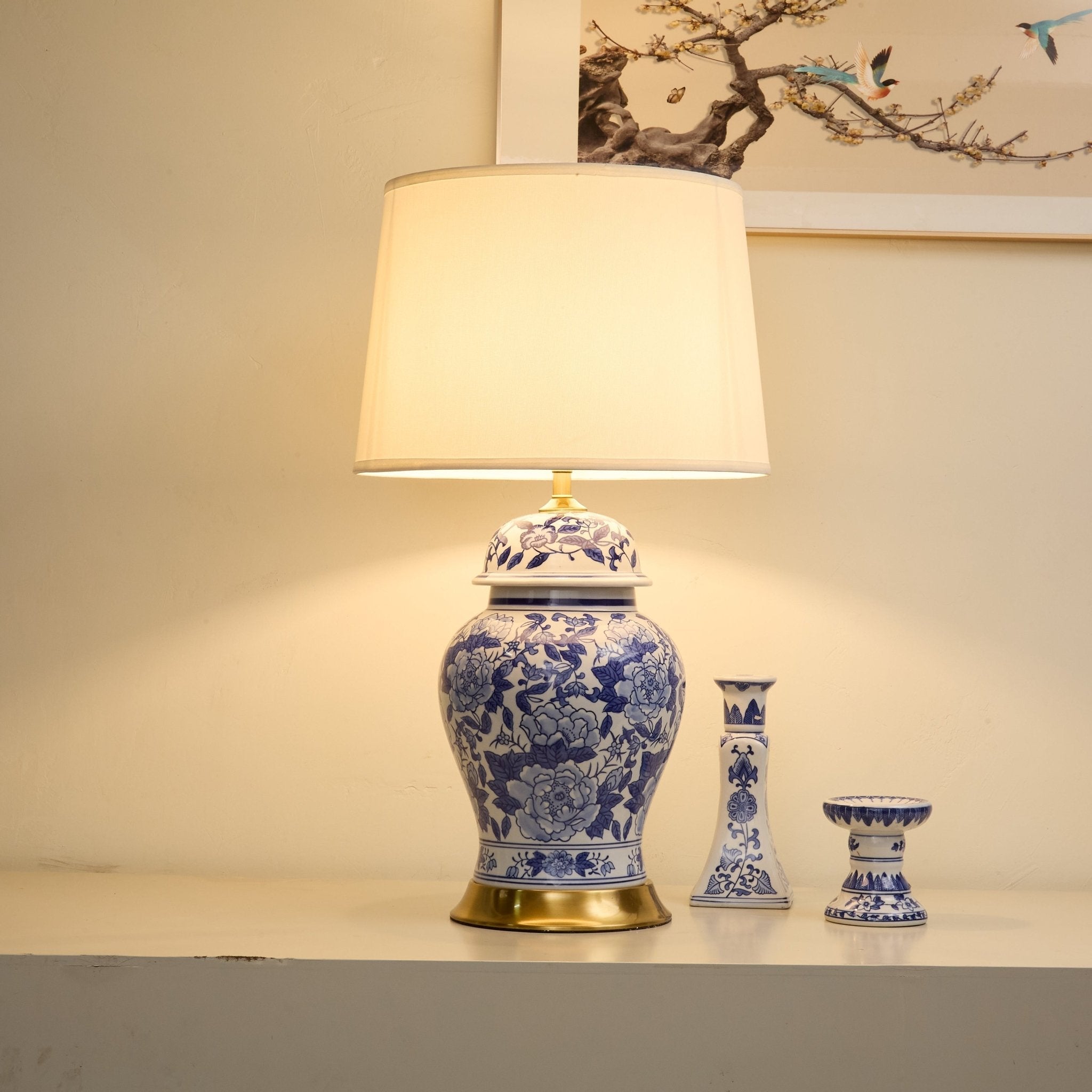 Peony Jar Table Lamp-Neutral Decor