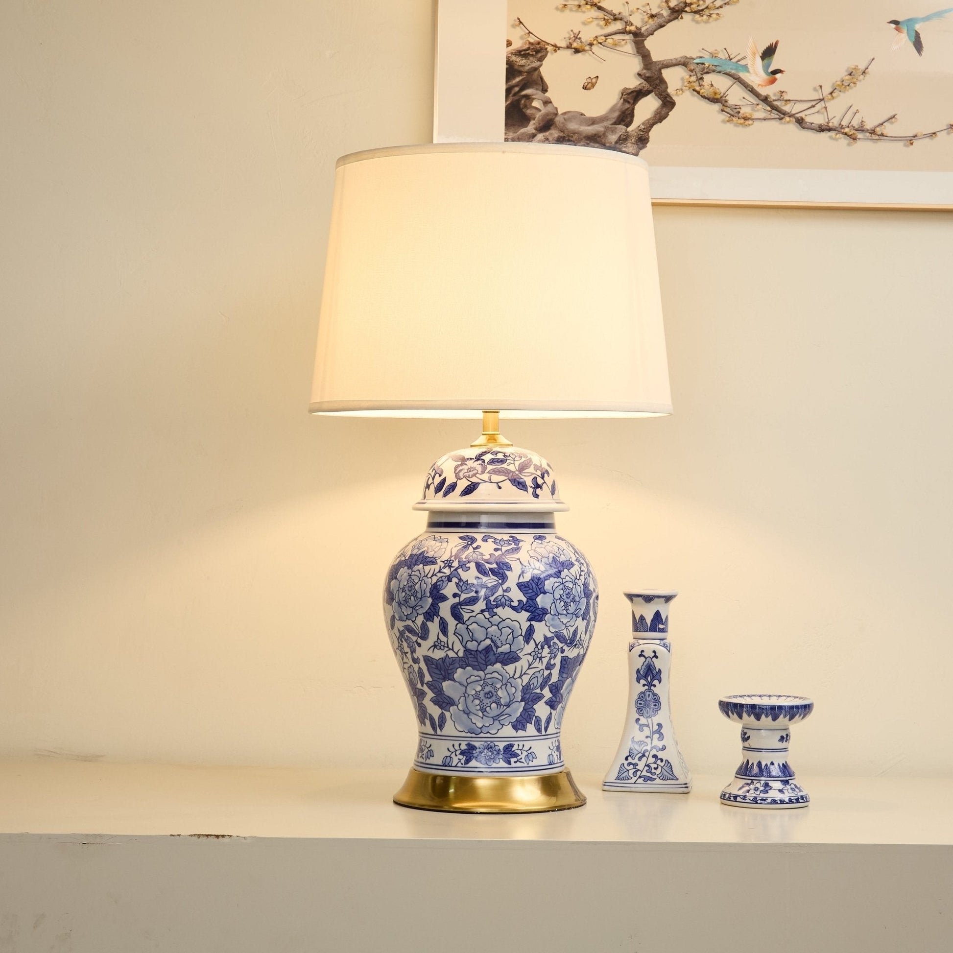 Peony Jar Table Lamp-Neutral Decor