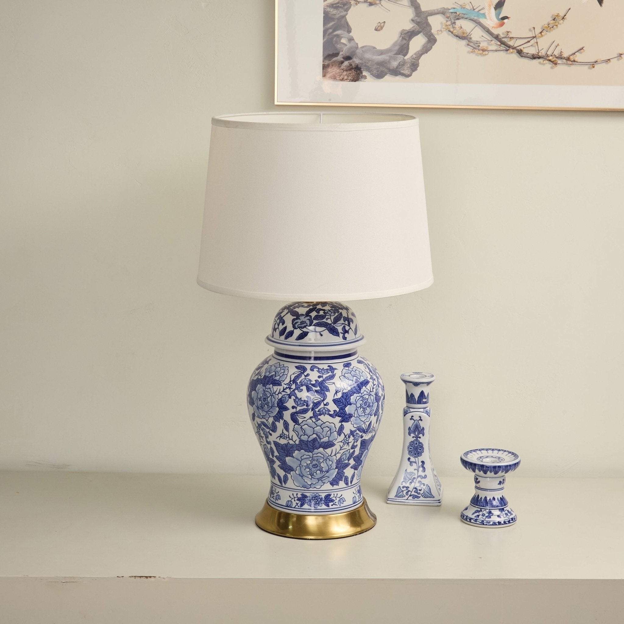 Peony Jar Table Lamp-Neutral Decor