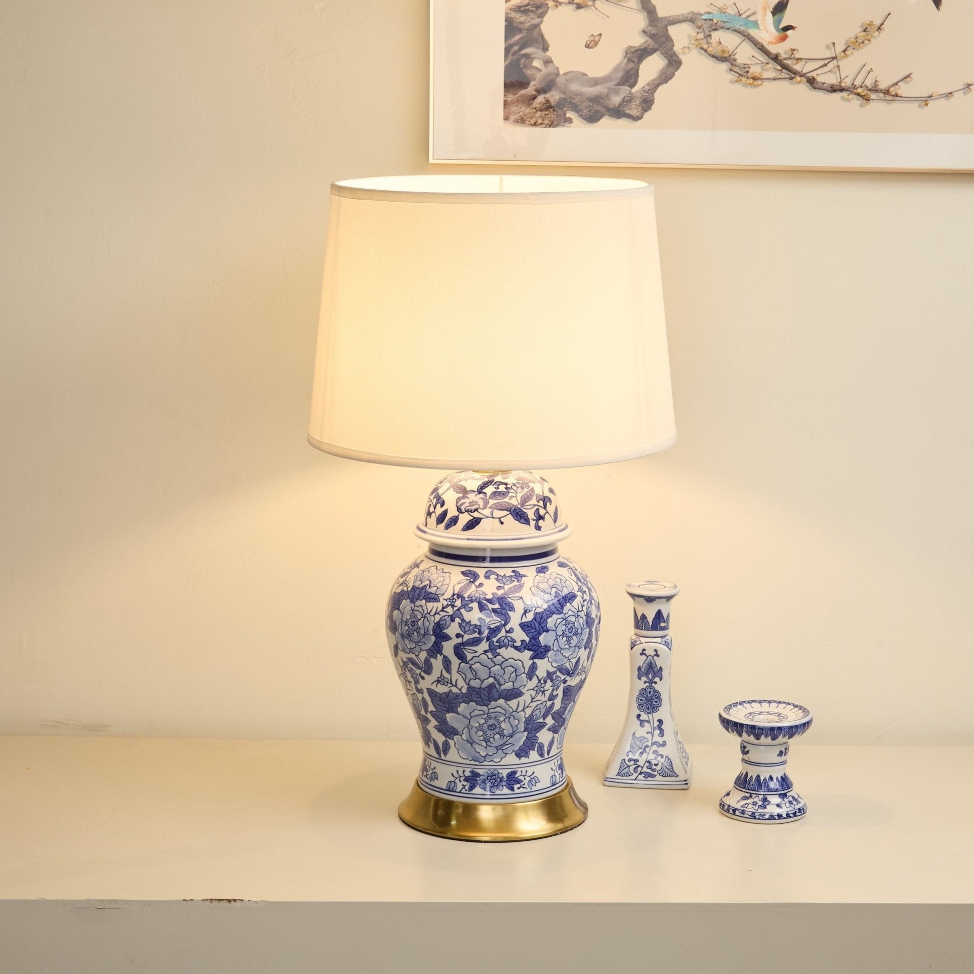Peony Jar Table Lamp-Neutral Decor