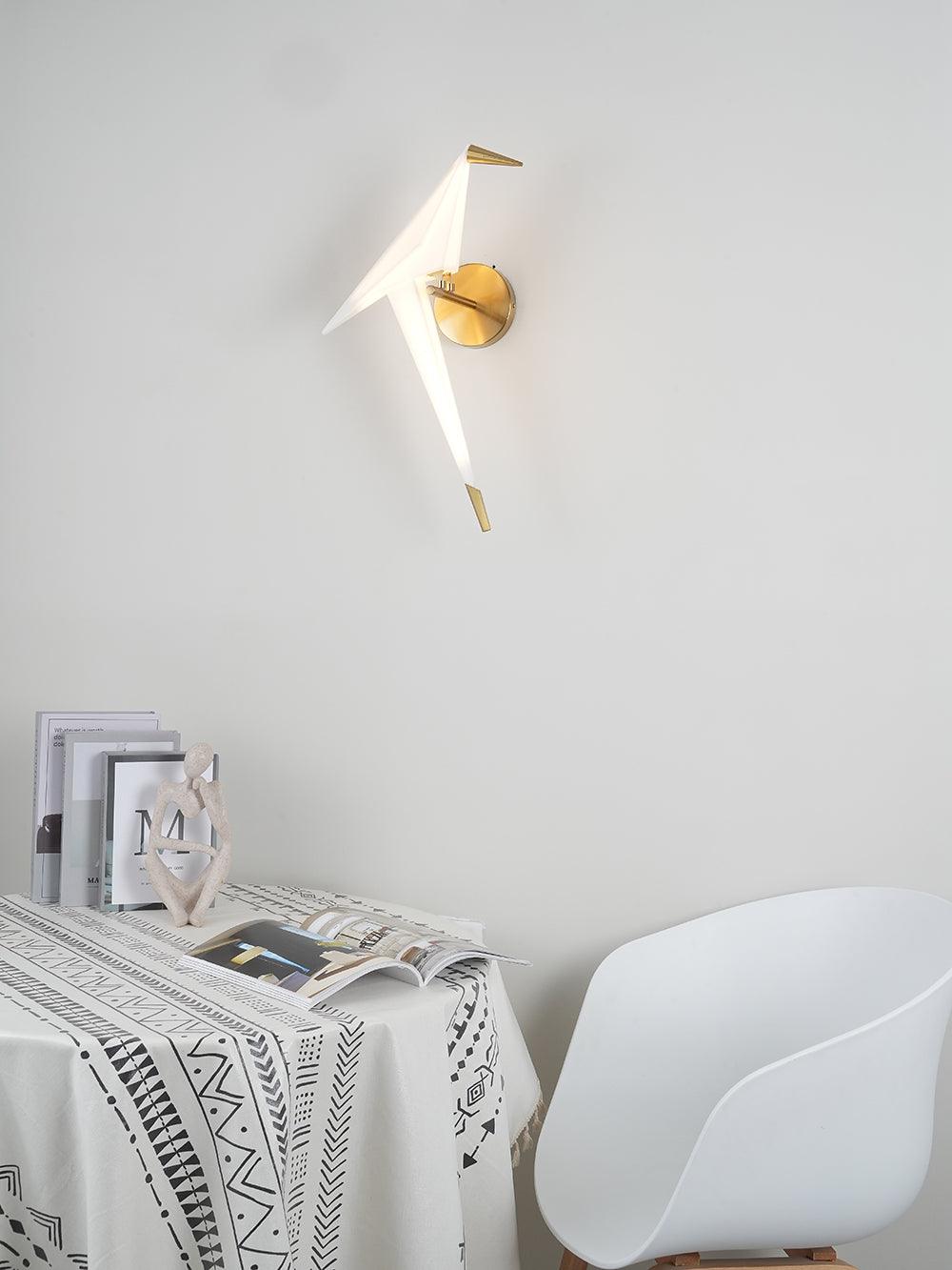 Eovela Nordic Art Paper Crane Wall Lamp-Neutral Decor