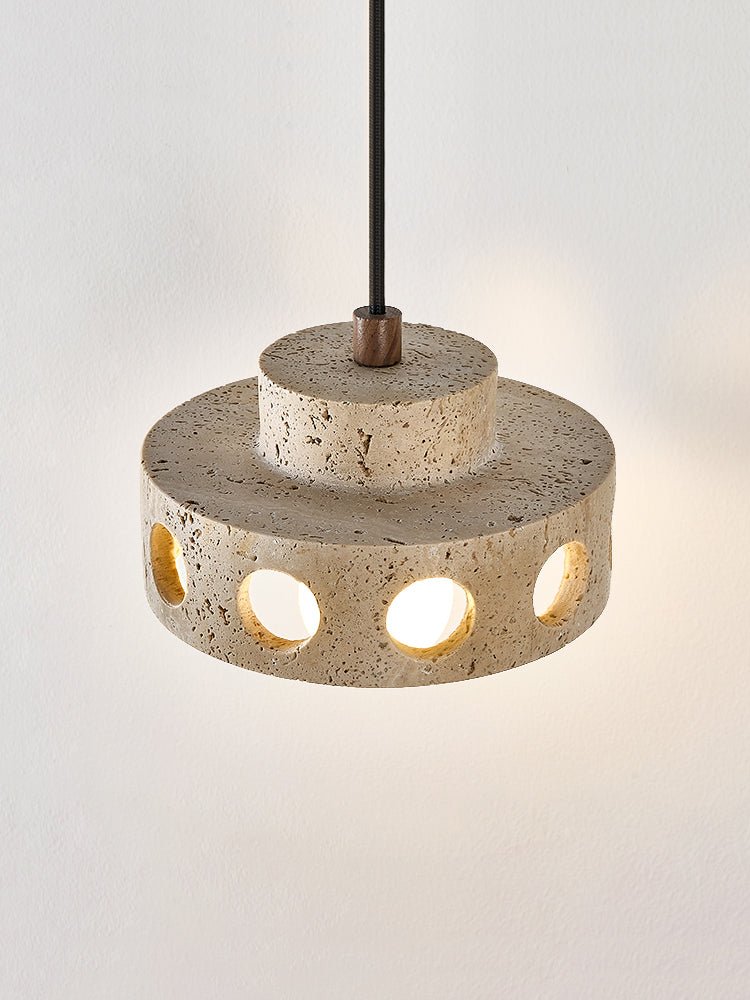 Bria Hollow Natural Yellow Travertine Pendant Lamp-Neutral Decor
