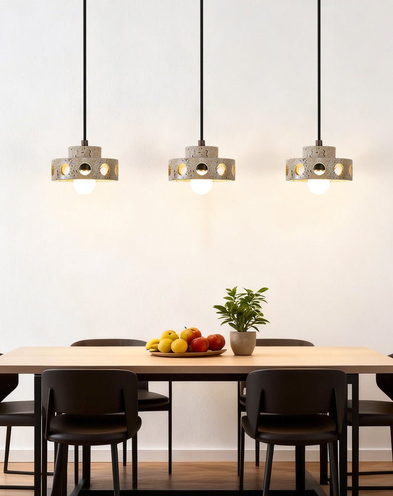 Bria Hollow Natural Yellow Travertine Pendant Lamp-Neutral Decor