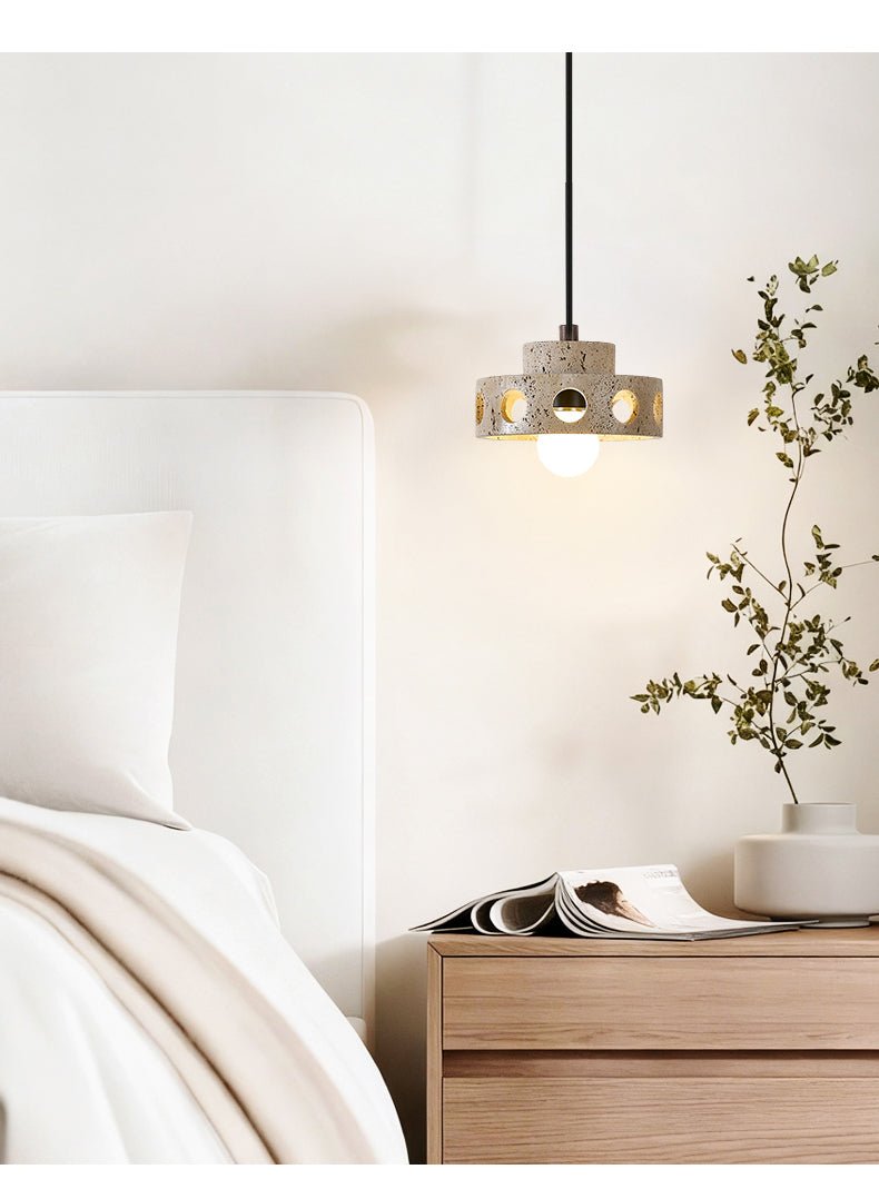 Bria Hollow Natural Yellow Travertine Pendant Lamp-Neutral Decor