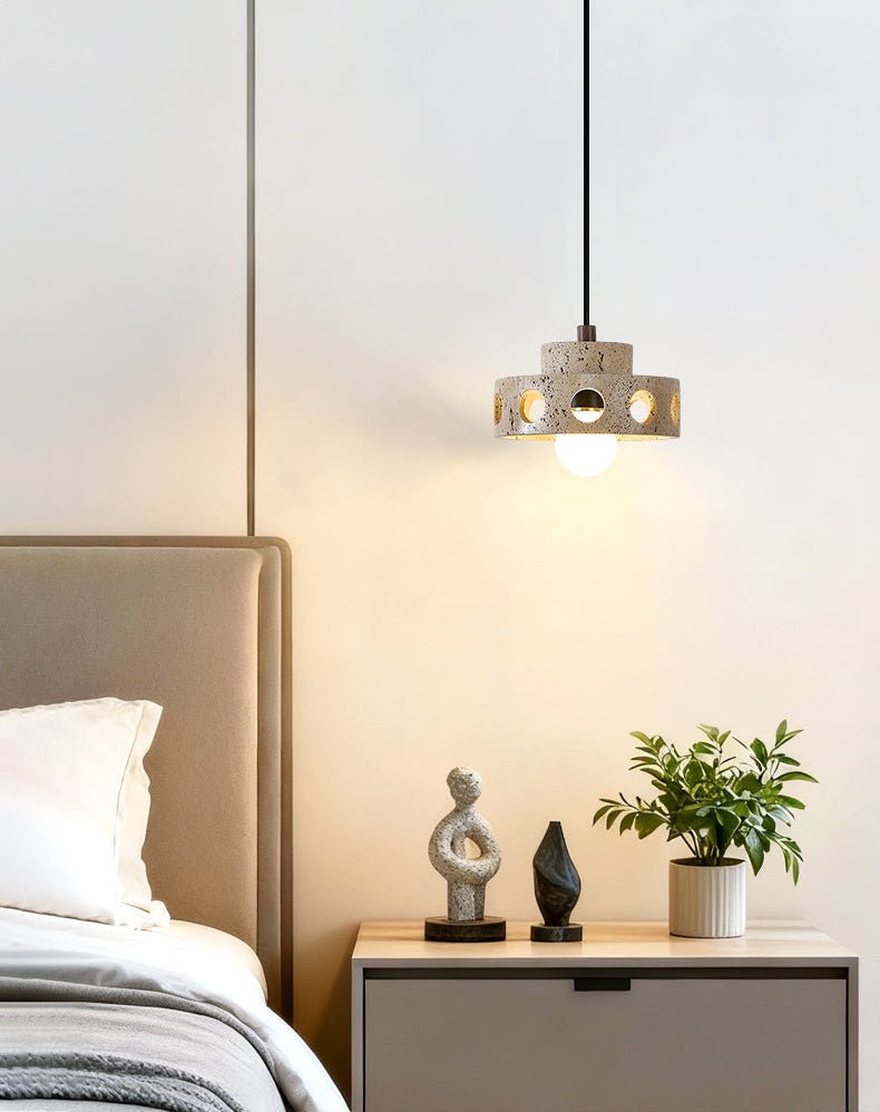 Bria Hollow Natural Yellow Travertine Pendant Lamp-Neutral Decor