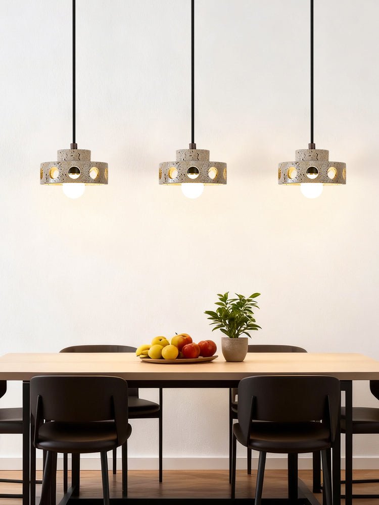 Bria Hollow Natural Yellow Travertine Pendant Lamp-Neutral Decor