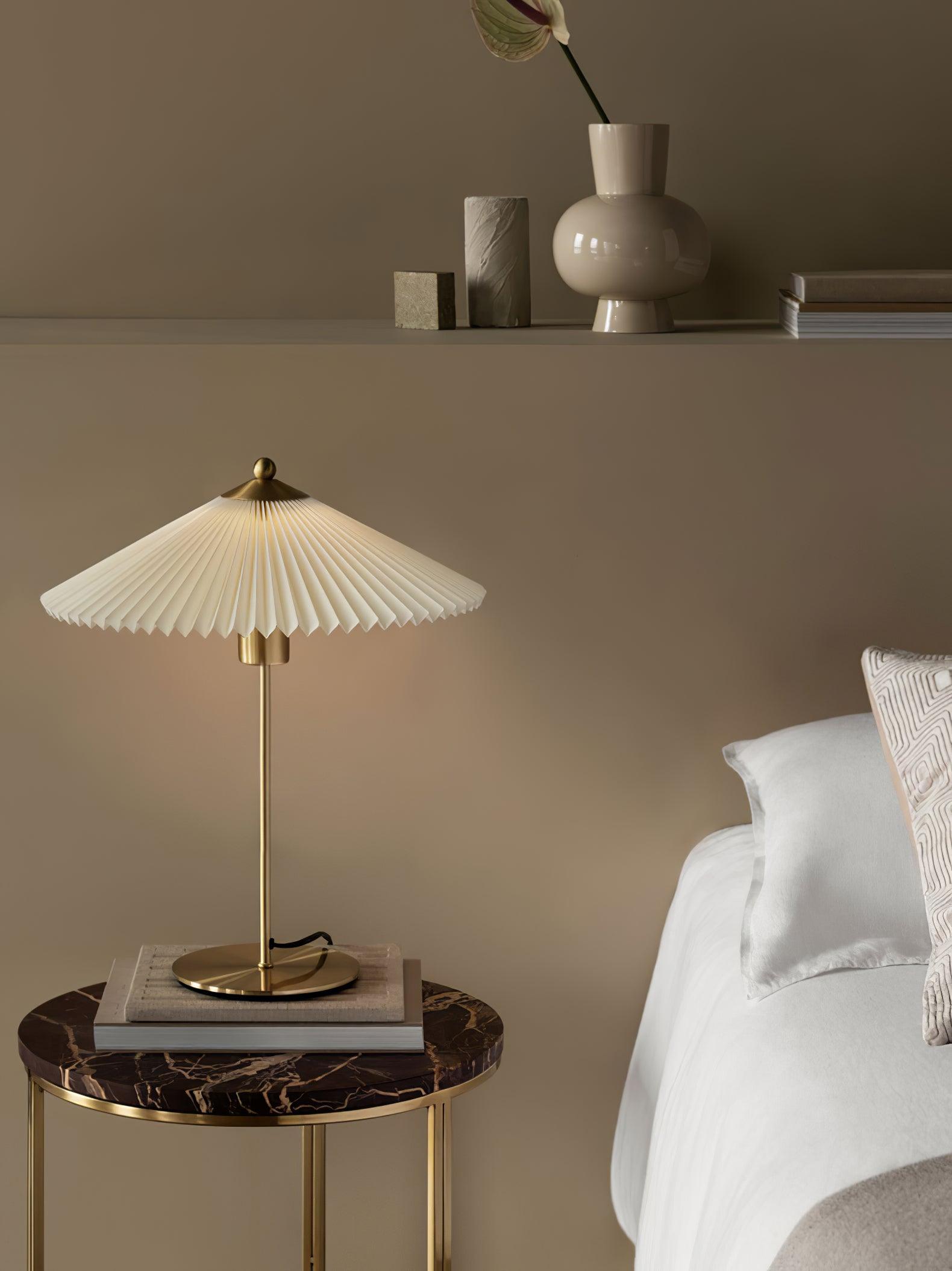 Camirir Pleated Umbrella Table Lamp-Neutral Decor