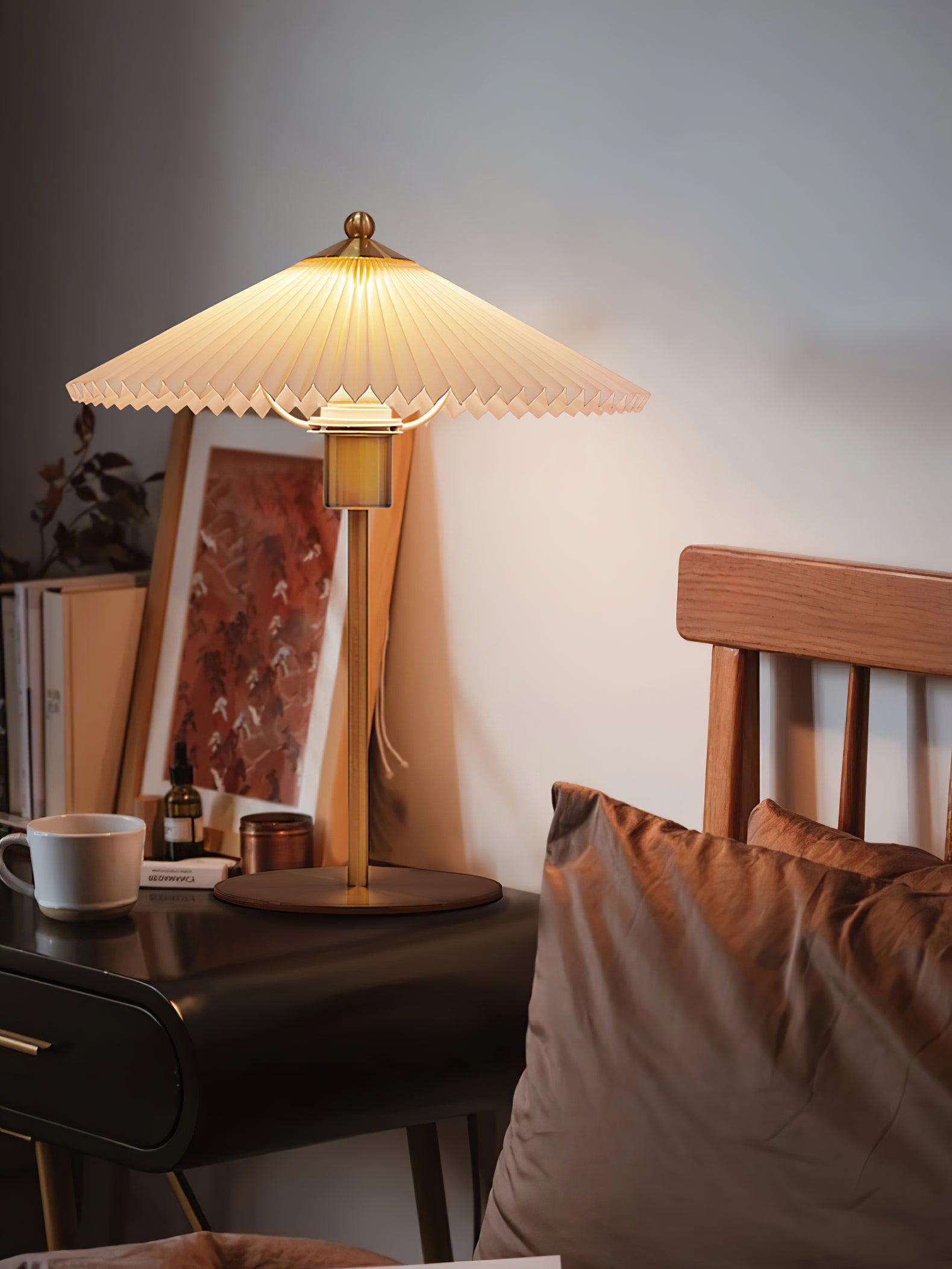 Camirir Pleated Umbrella Table Lamp-Neutral Decor