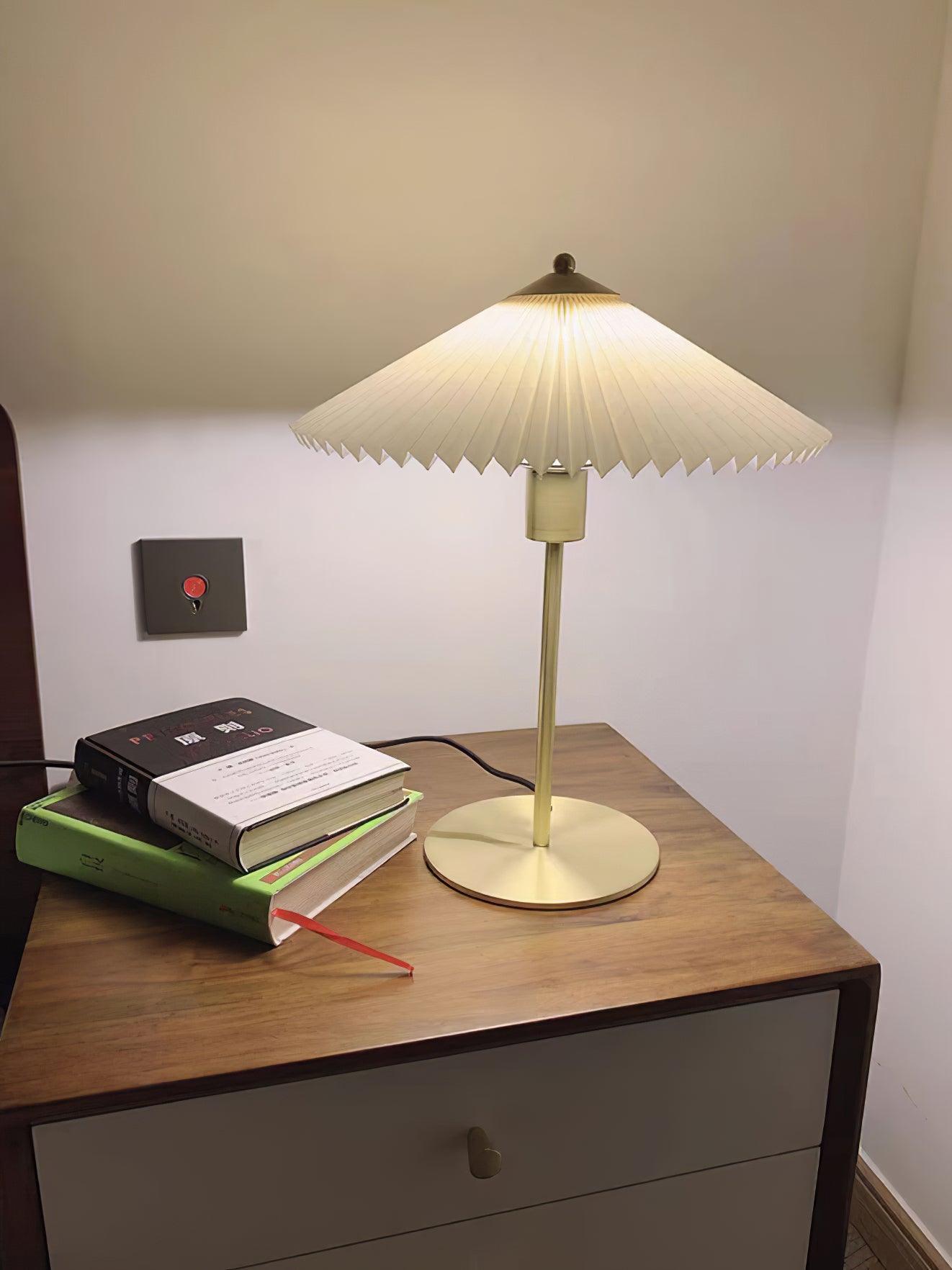 Camirir Pleated Umbrella Table Lamp-Neutral Decor