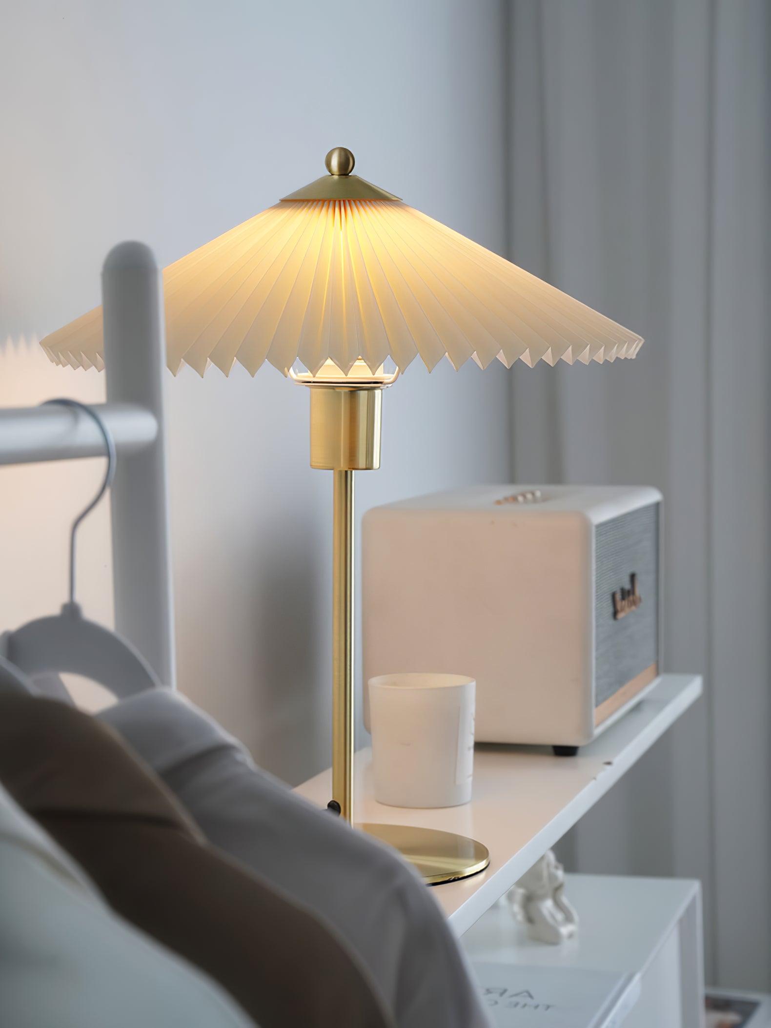 Camirir Pleated Umbrella Table Lamp-Neutral Decor